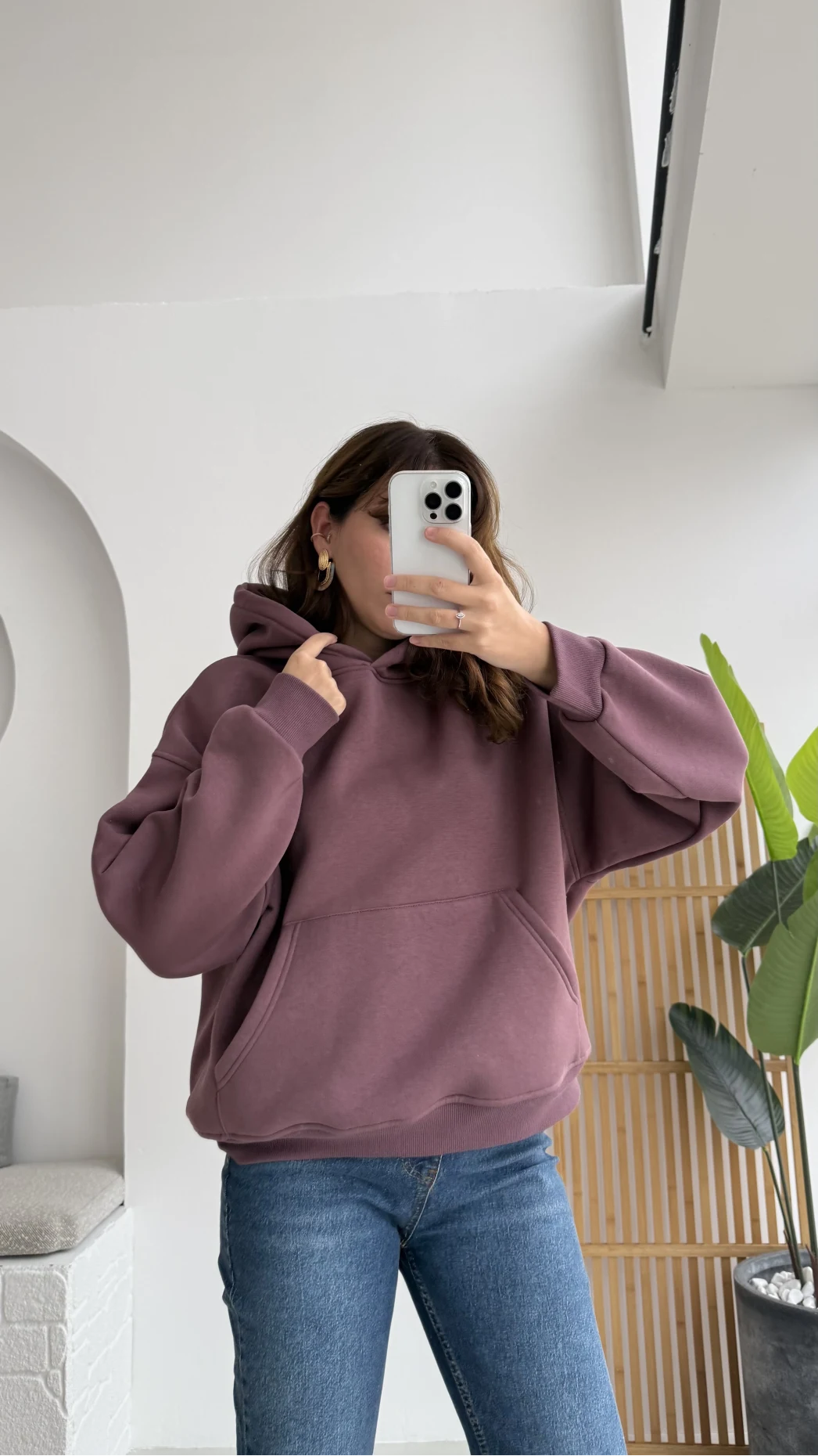 Michelle Kapüşonlu Sweatshirt - Gül Kurusu