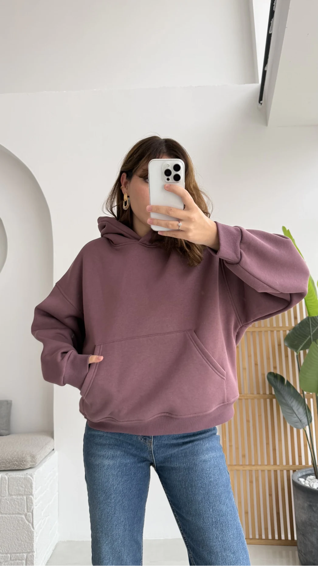 Michelle Kapüşonlu Sweatshirt - Gül Kurusu