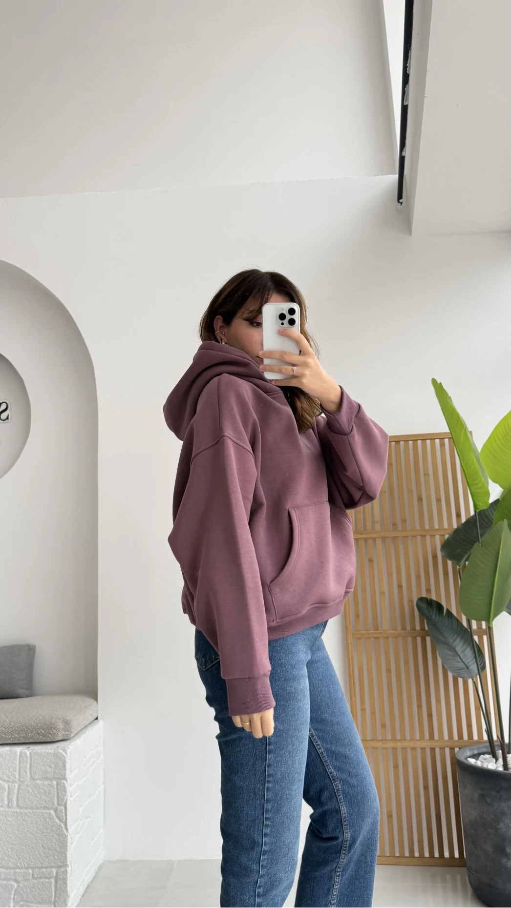 Michelle Kapüşonlu Sweatshirt - Gül Kurusu