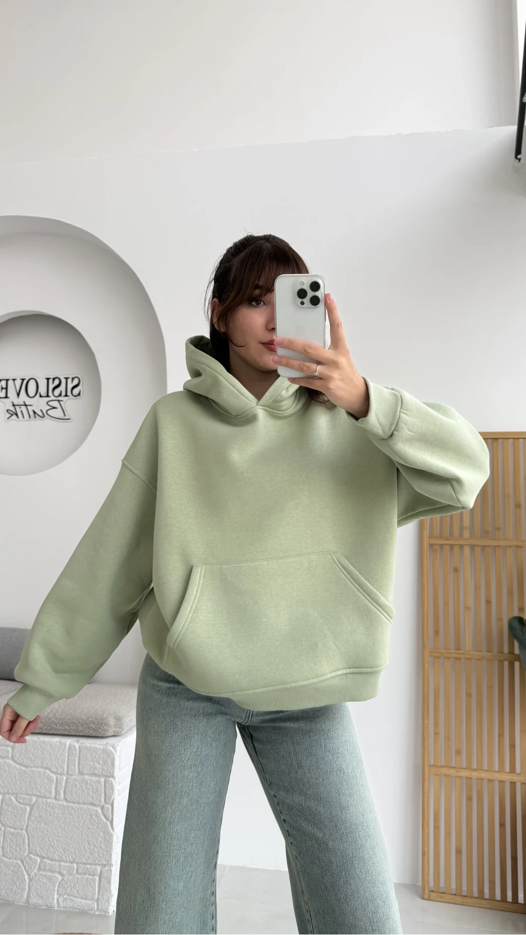 Michelle Kapüşonlu Sweatshirt - Mint