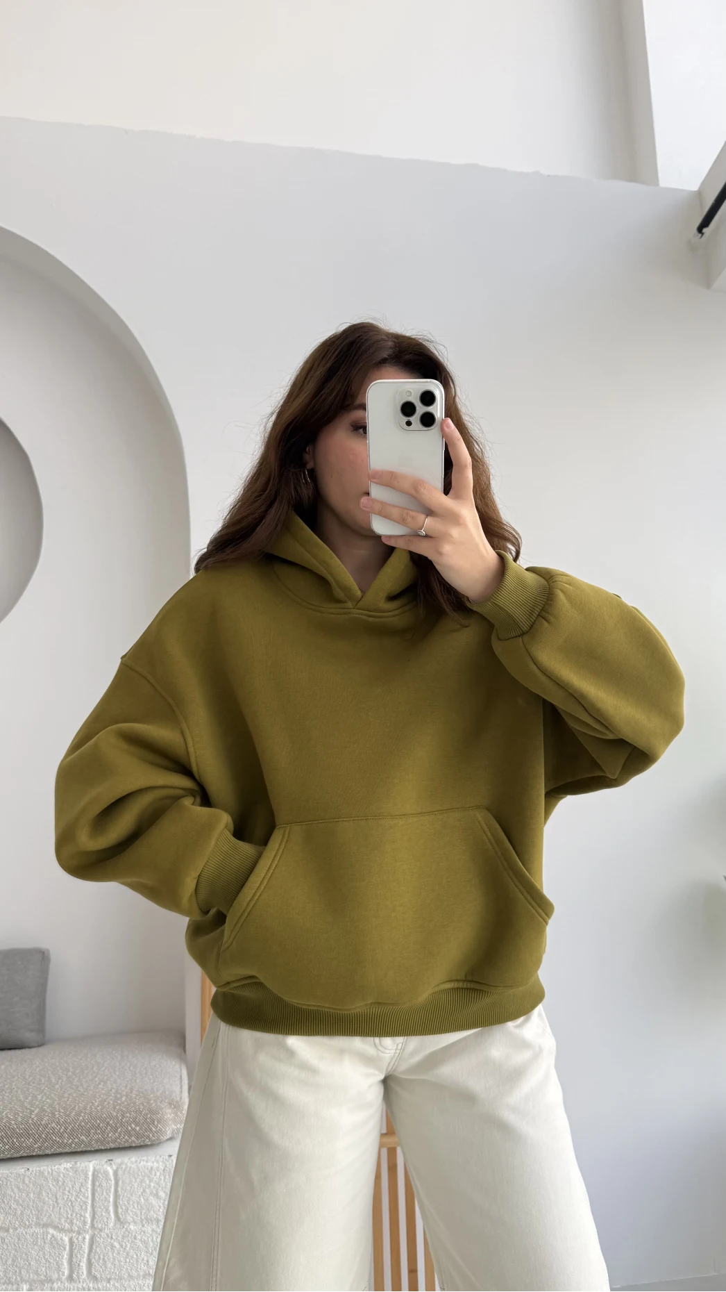 Michelle Kapüşonlu Sweatshirt - Yağ Yeşili