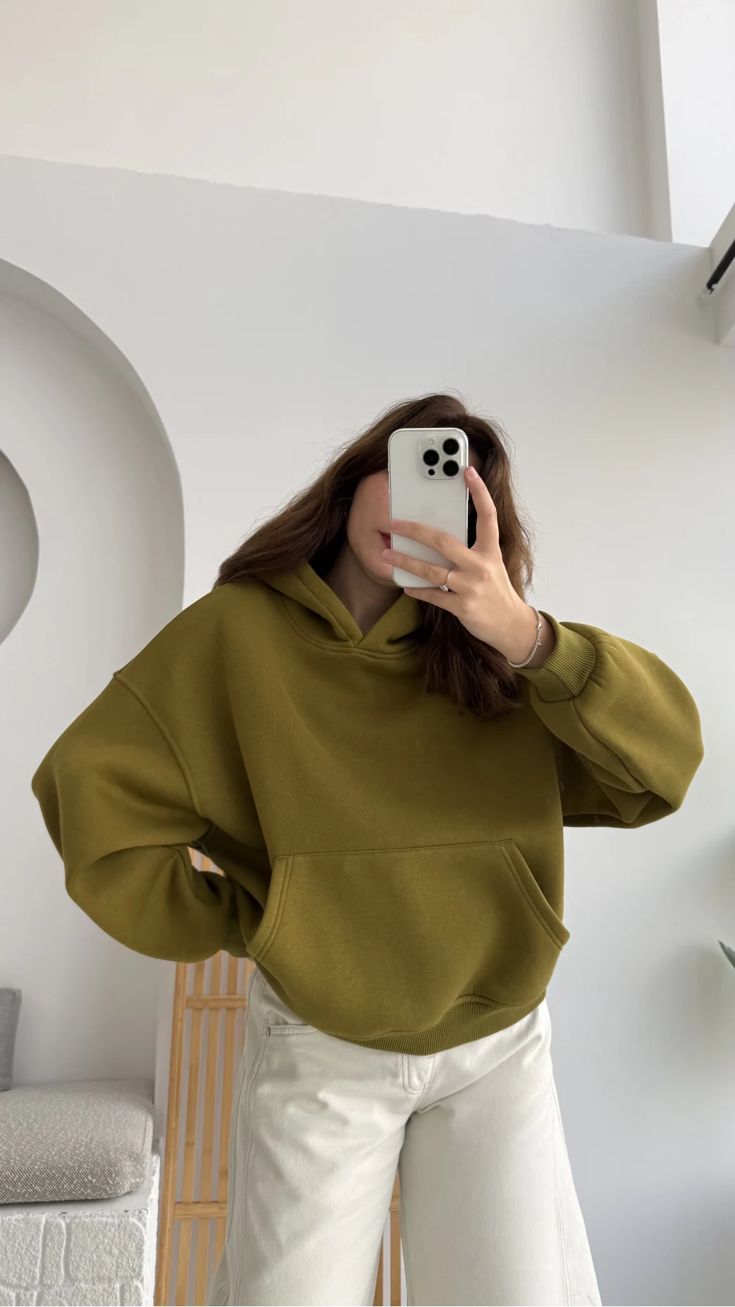 Michelle Kapüşonlu Sweatshirt - Yağ Yeşili