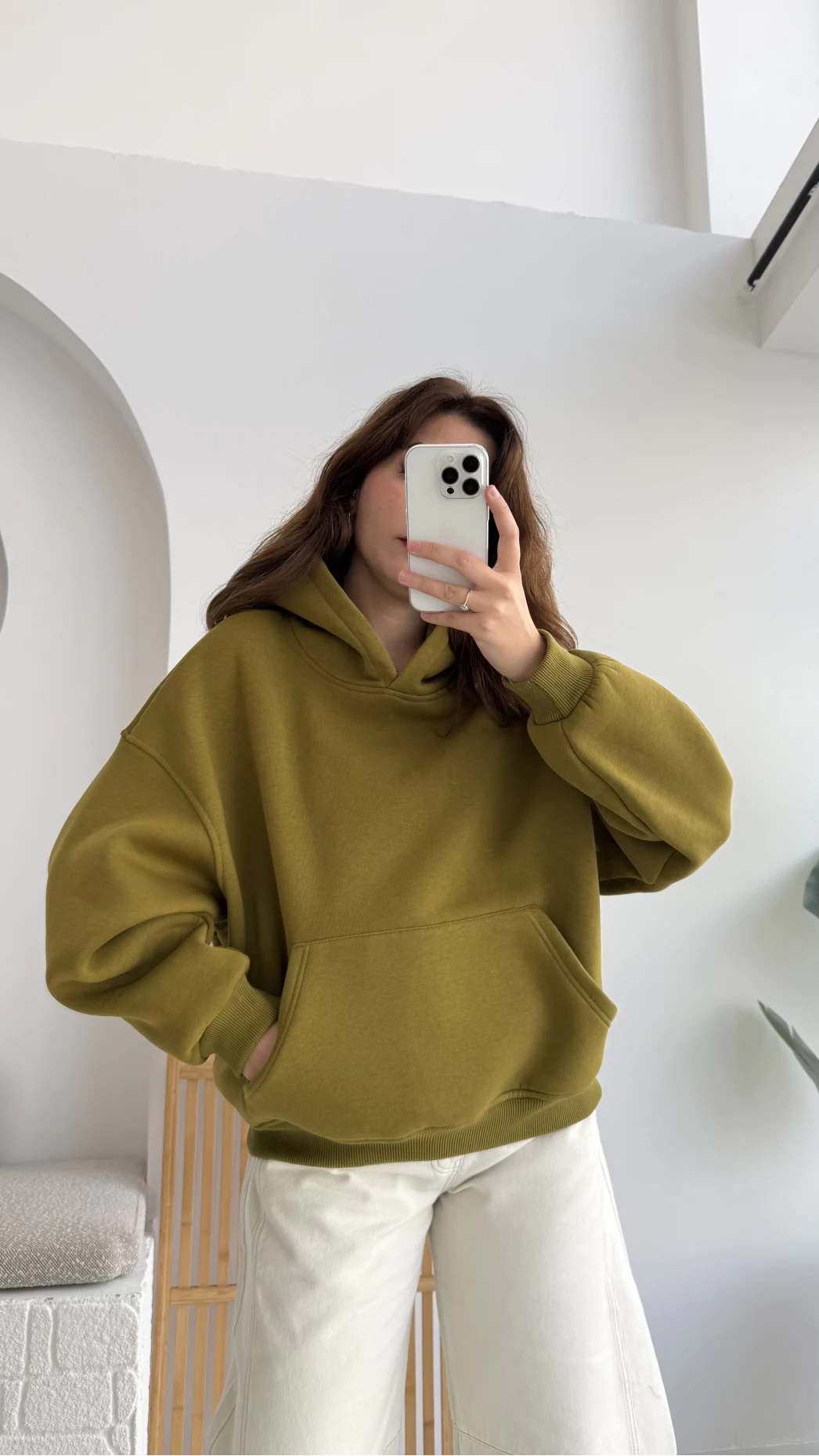 Michelle Kapüşonlu Sweatshirt - Yağ Yeşili