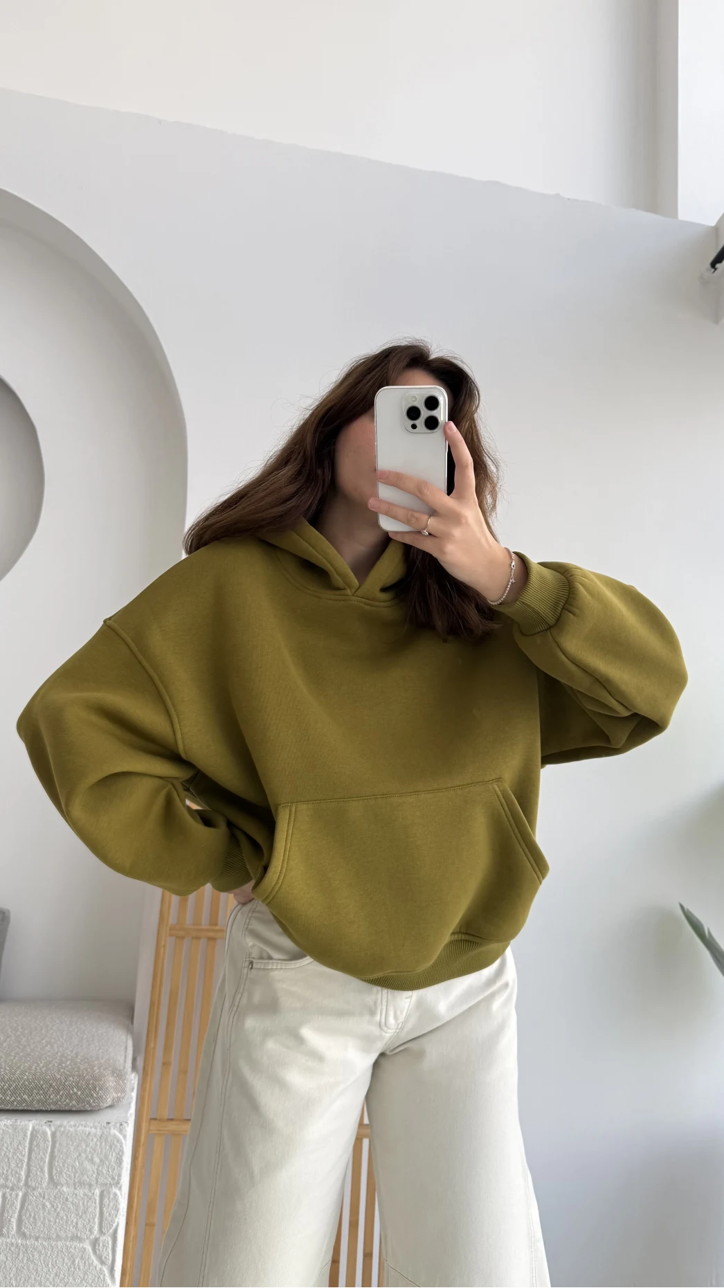 Michelle Kapüşonlu Sweatshirt - Yağ Yeşili