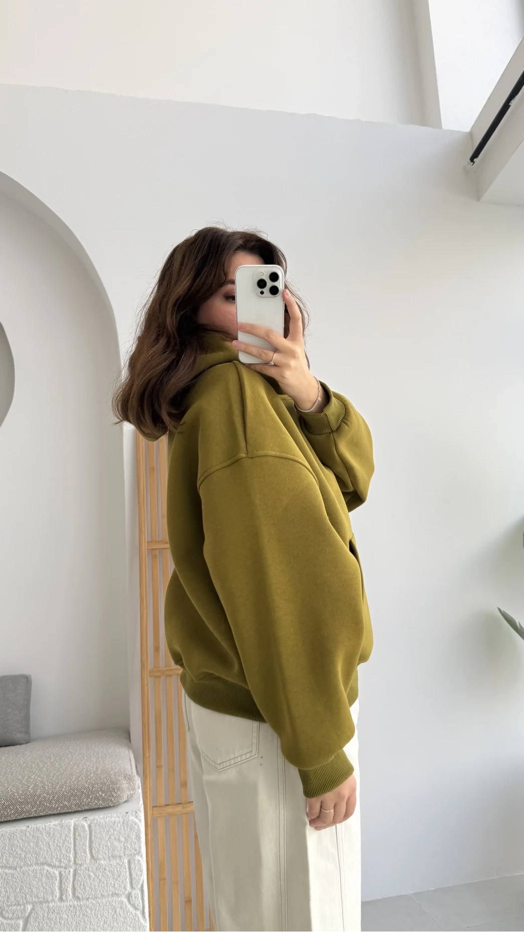 Michelle Kapüşonlu Sweatshirt - Yağ Yeşili