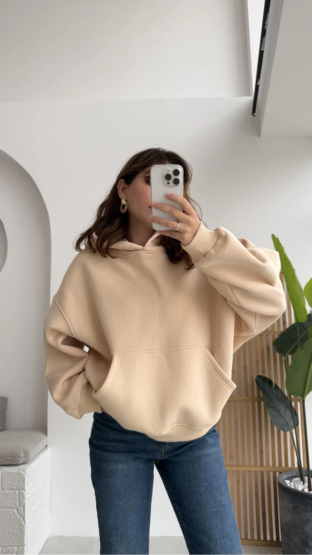Michelle Kapüşonlu Sweatshirt - Yavruağzı