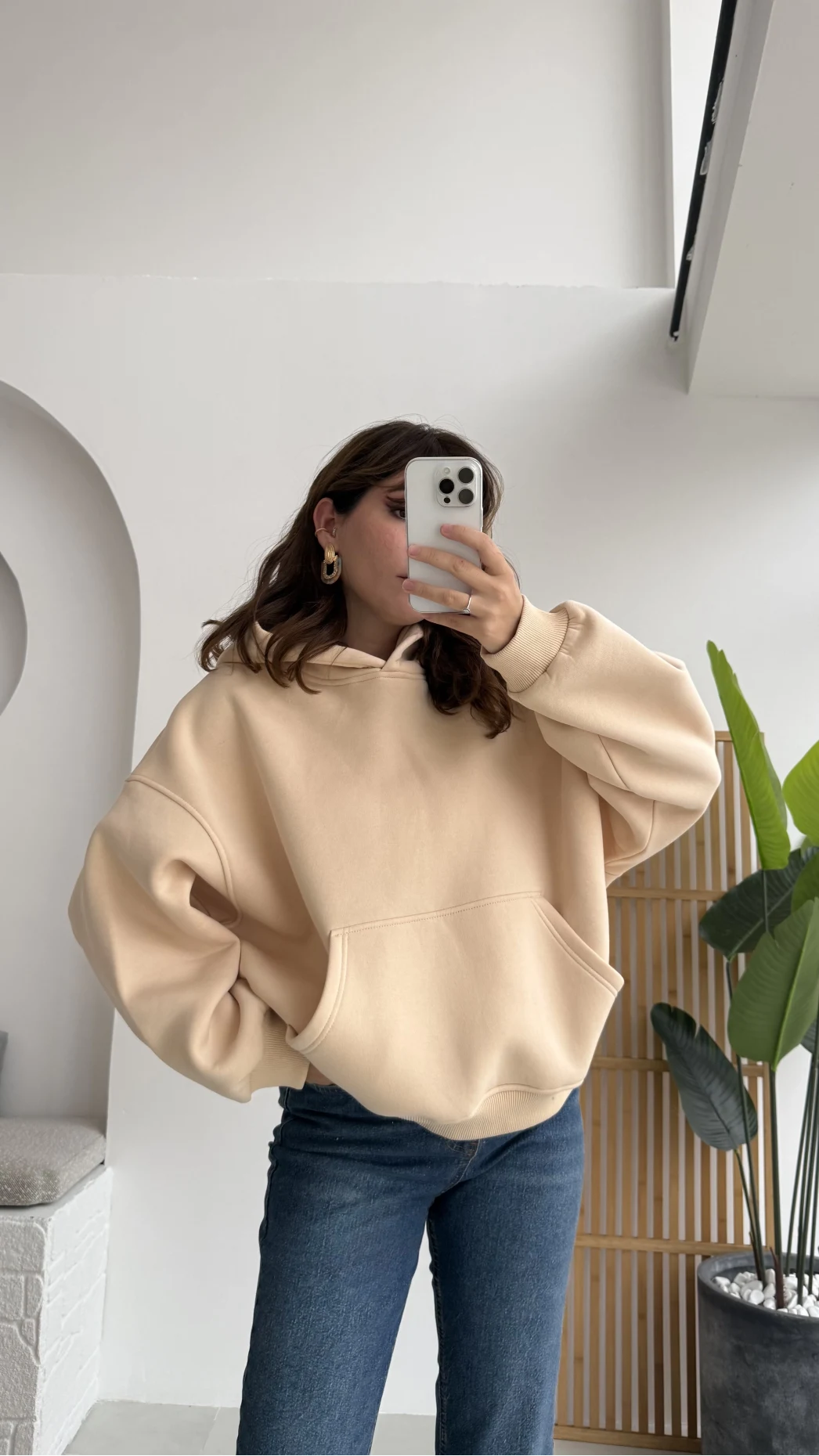 Michelle Kapüşonlu Sweatshirt - Yavruağzı