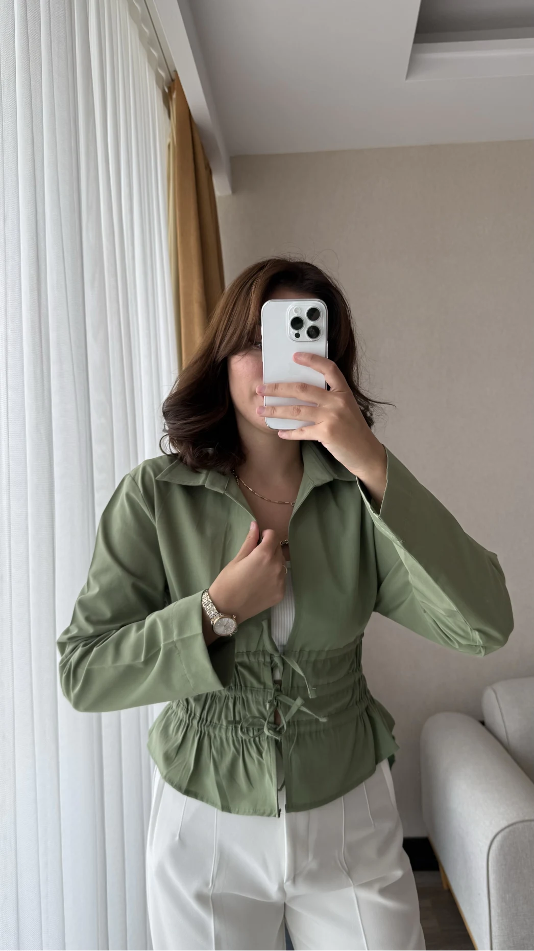 Miller Önden Bağlamalı Poplin Gömlek Haki