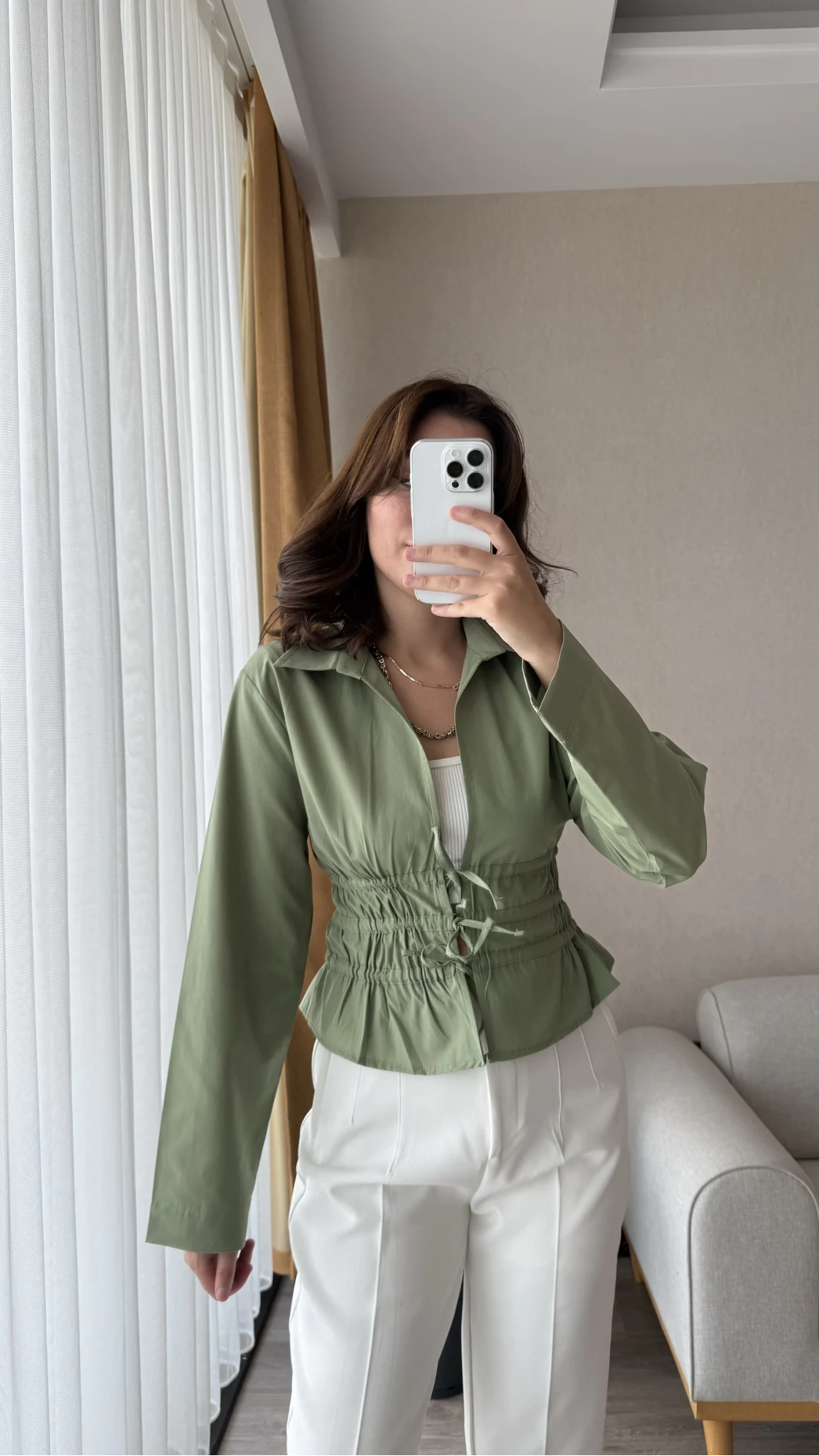 Miller Önden Bağlamalı Poplin Gömlek Haki