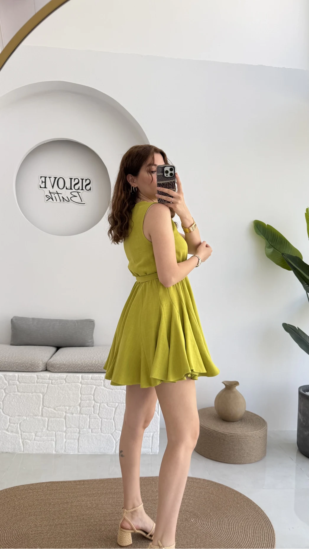 Mimoza Kuşaklı Elbise - Açık Yeşil - 205163