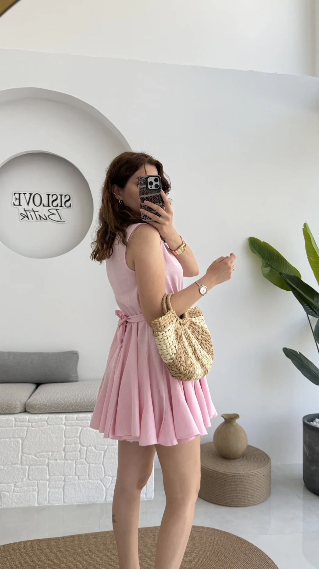 Mimoza Kuşaklı Elbise - Pembe - 205163