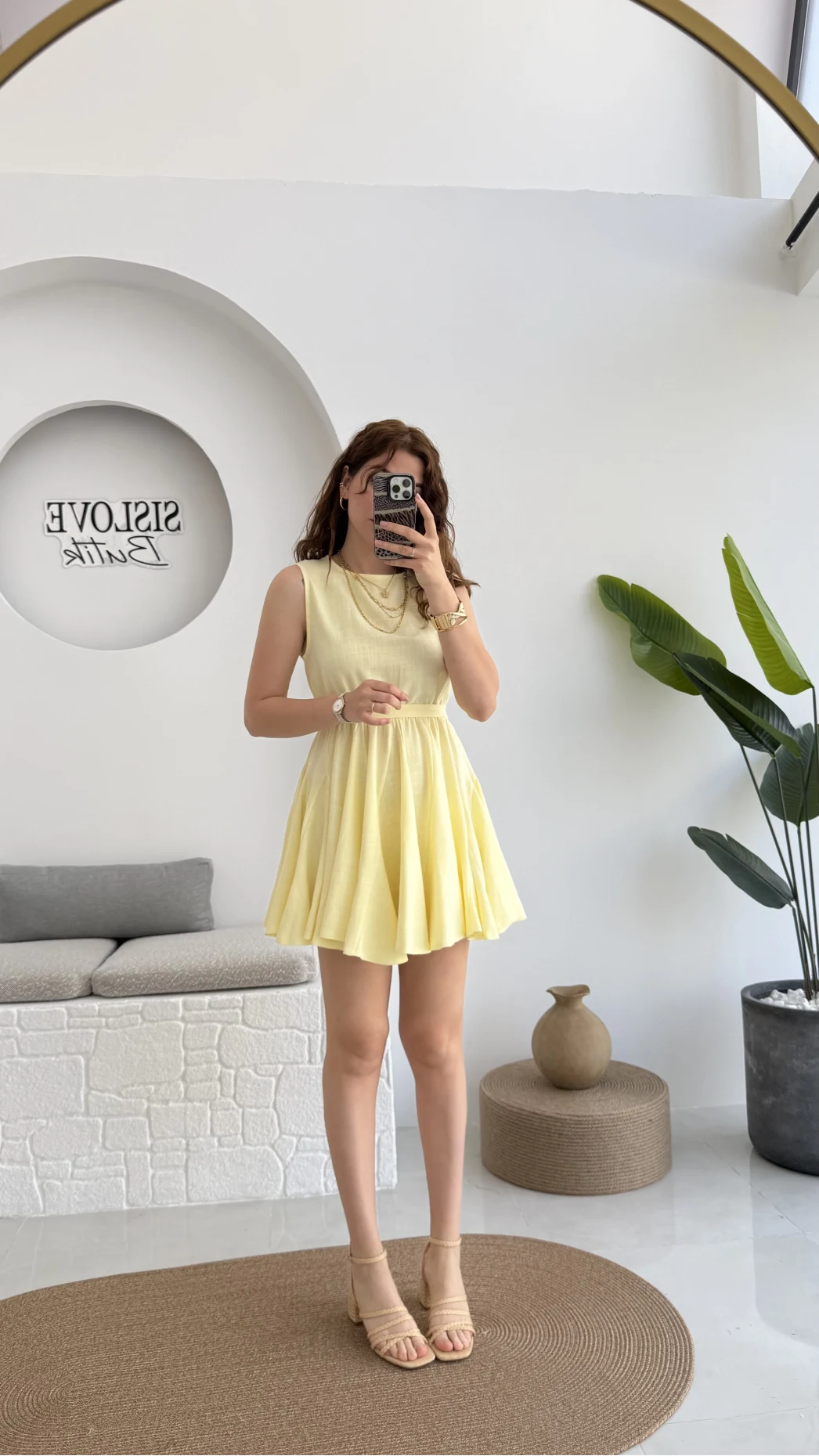 Mimoza Kuşaklı Elbise - Sarı - 205163