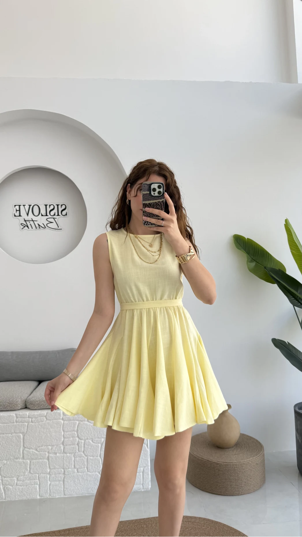 Mimoza Kuşaklı Elbise - Sarı - 205163