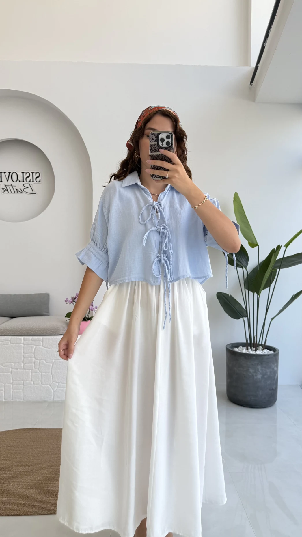 Mina İp Detay Gömlek - Bebe Mavisi - 2111