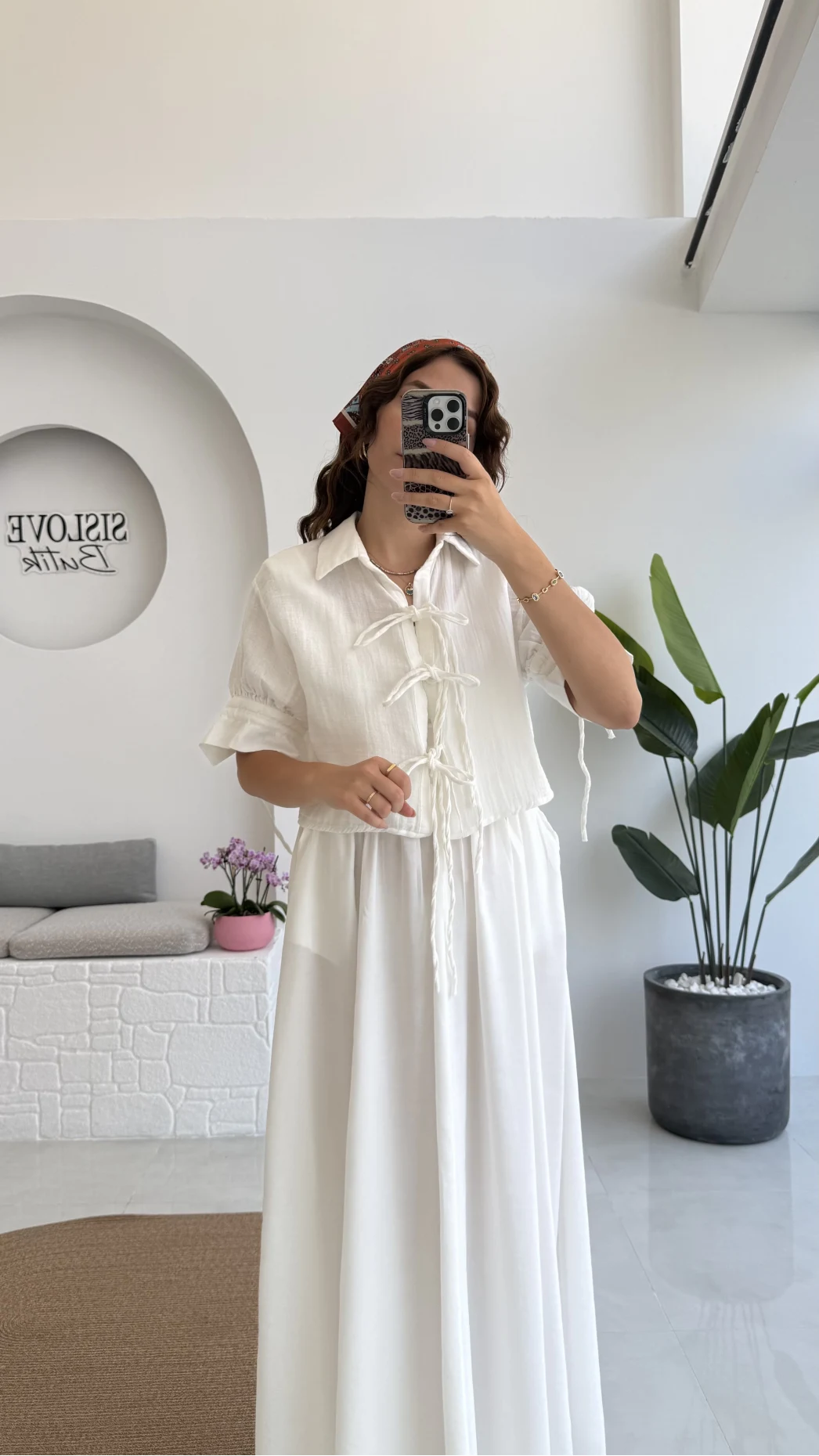 Mina İp Detay Gömlek - Kırık Beyaz - 2111