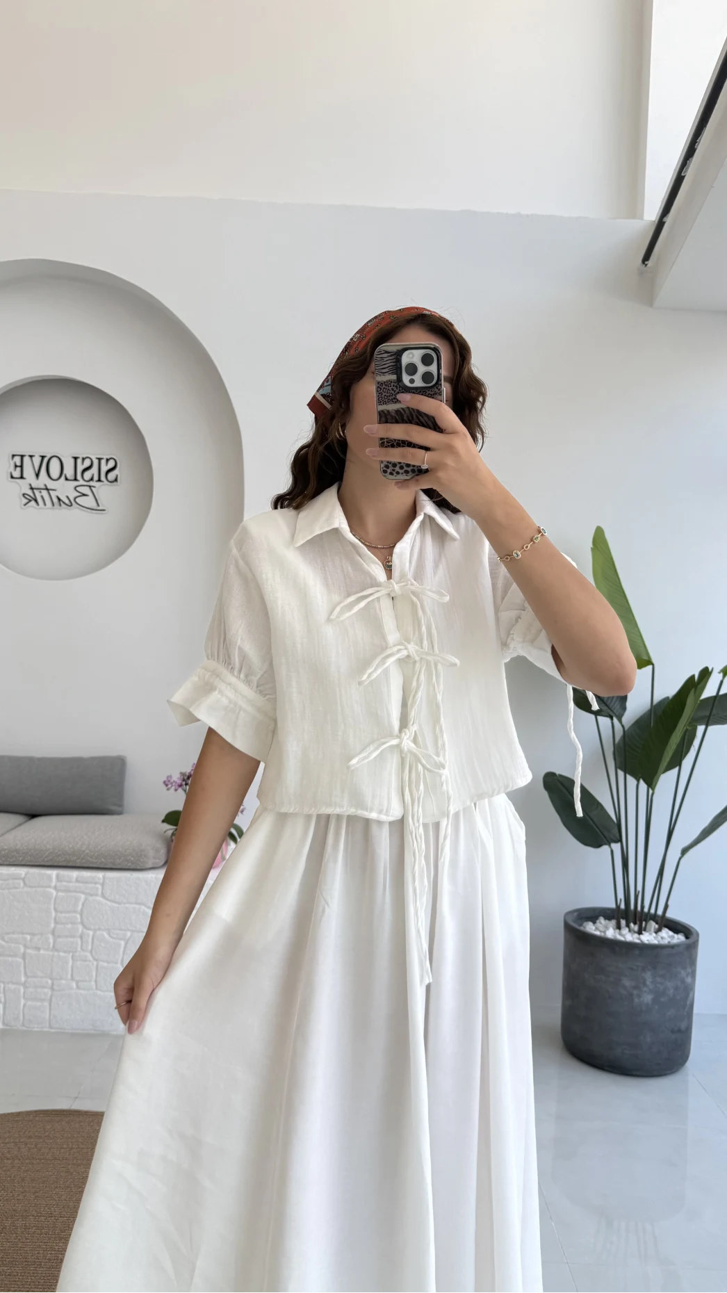 Mina İp Detay Gömlek - Kırık Beyaz - 2111