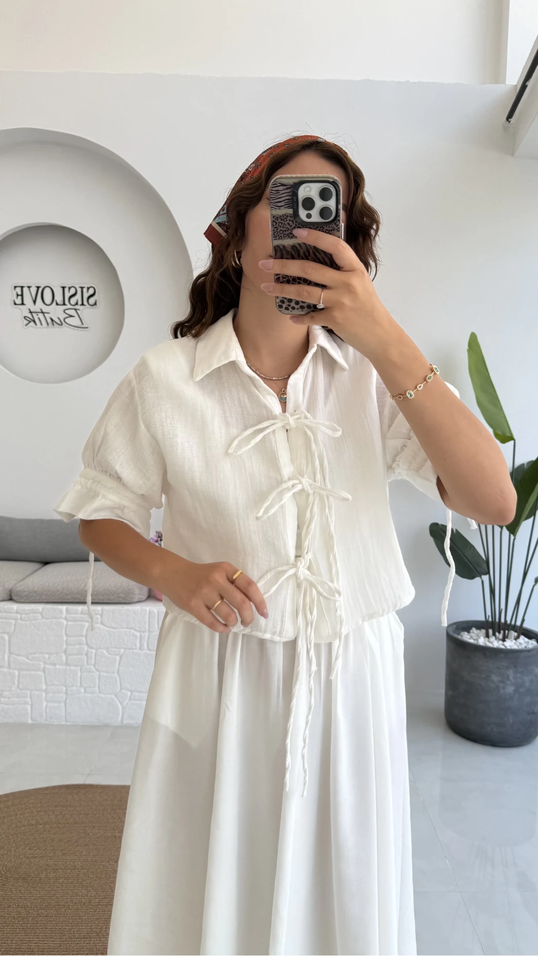 Mina İp Detay Gömlek - Kırık Beyaz - 2111