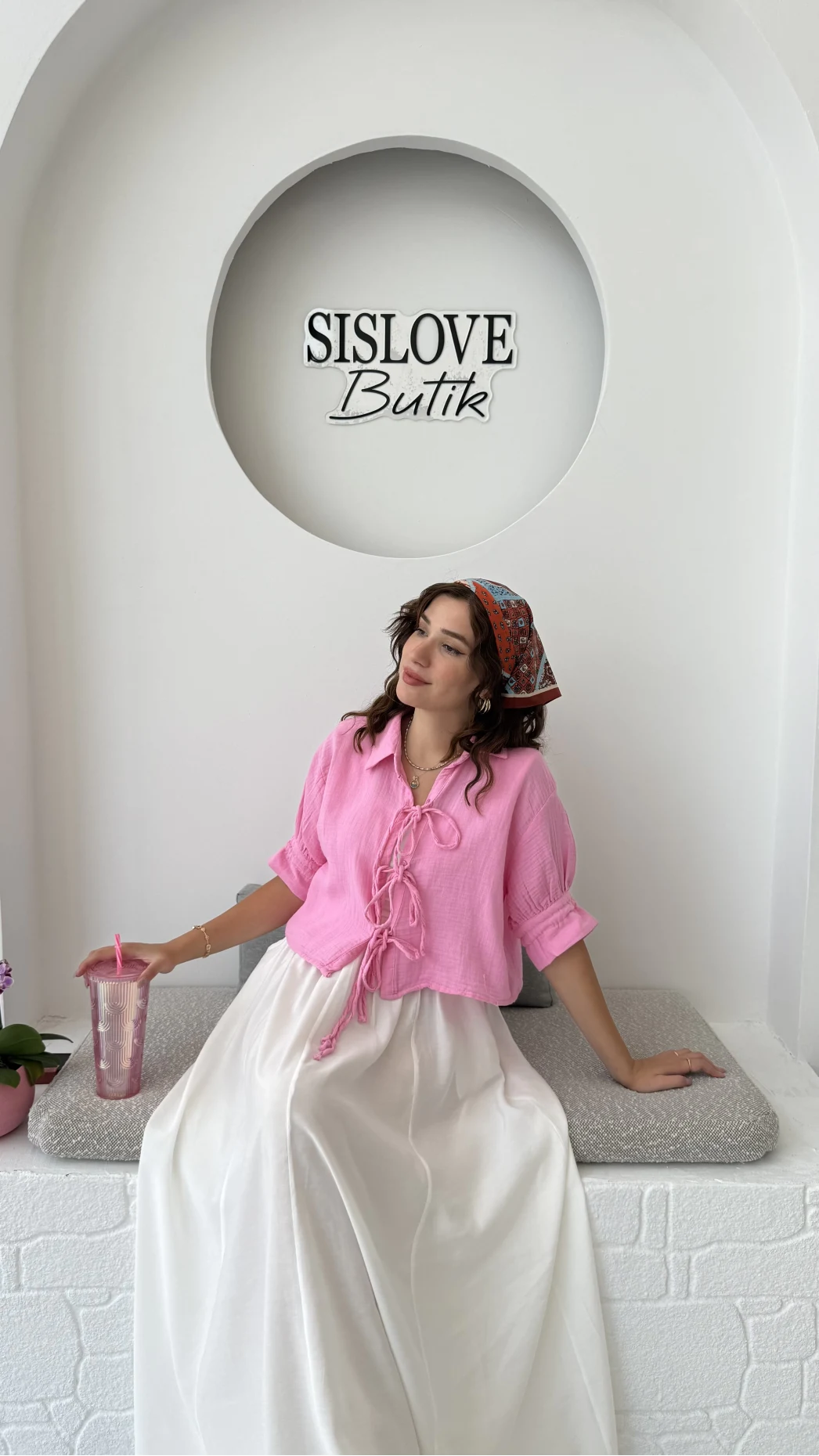 Mina İp Detay Gömlek - Şeker Pembesi - 2111