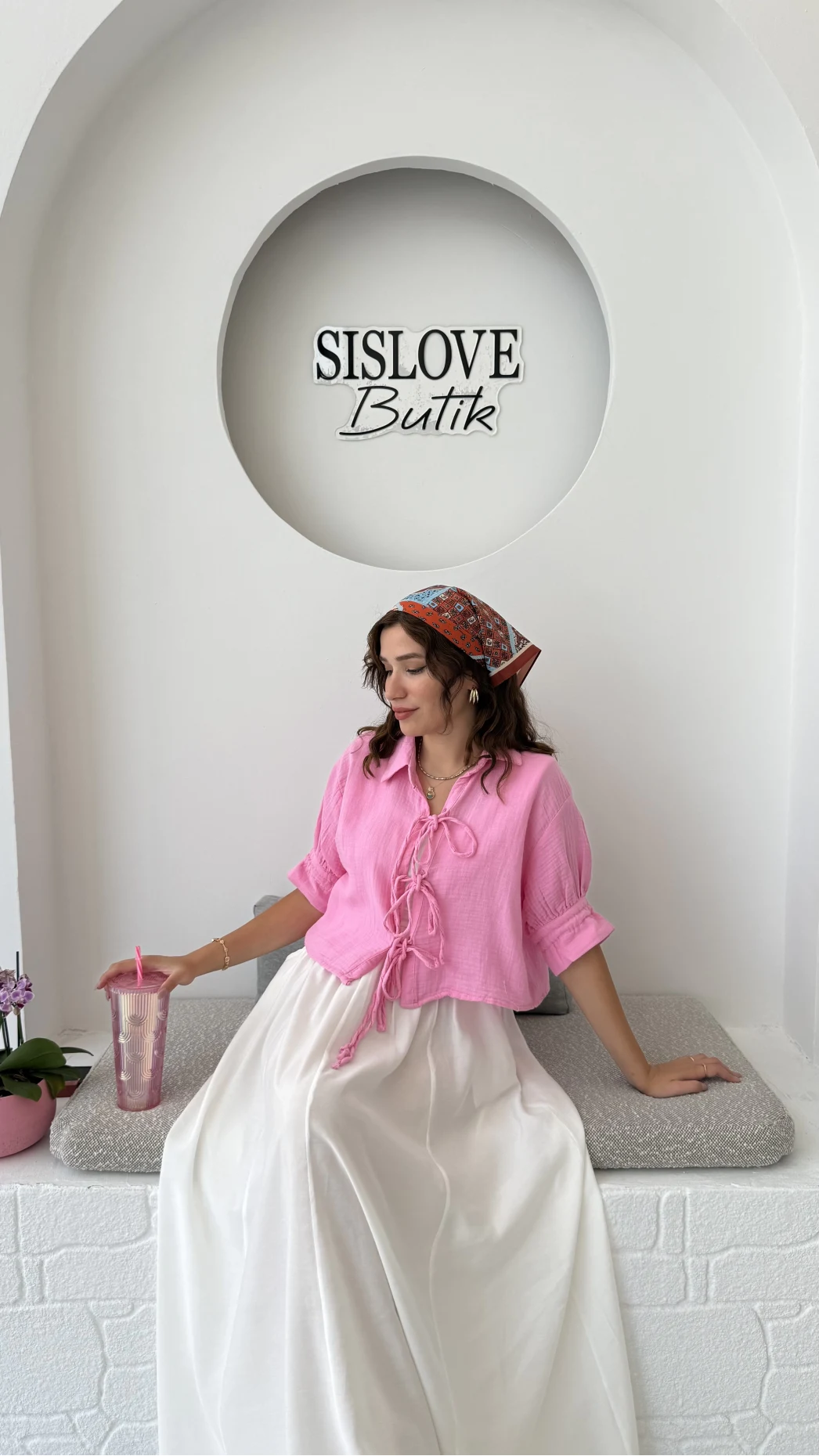 Mina İp Detay Gömlek - Şeker Pembesi - 2111