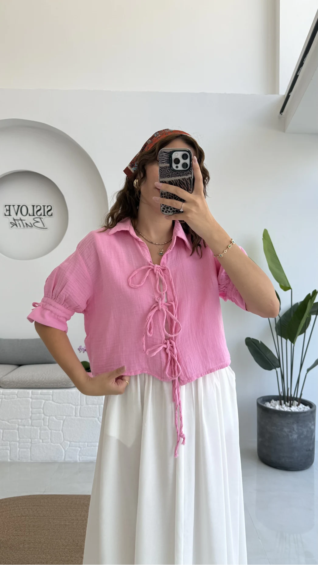 Mina İp Detay Gömlek - Şeker Pembesi - 2111