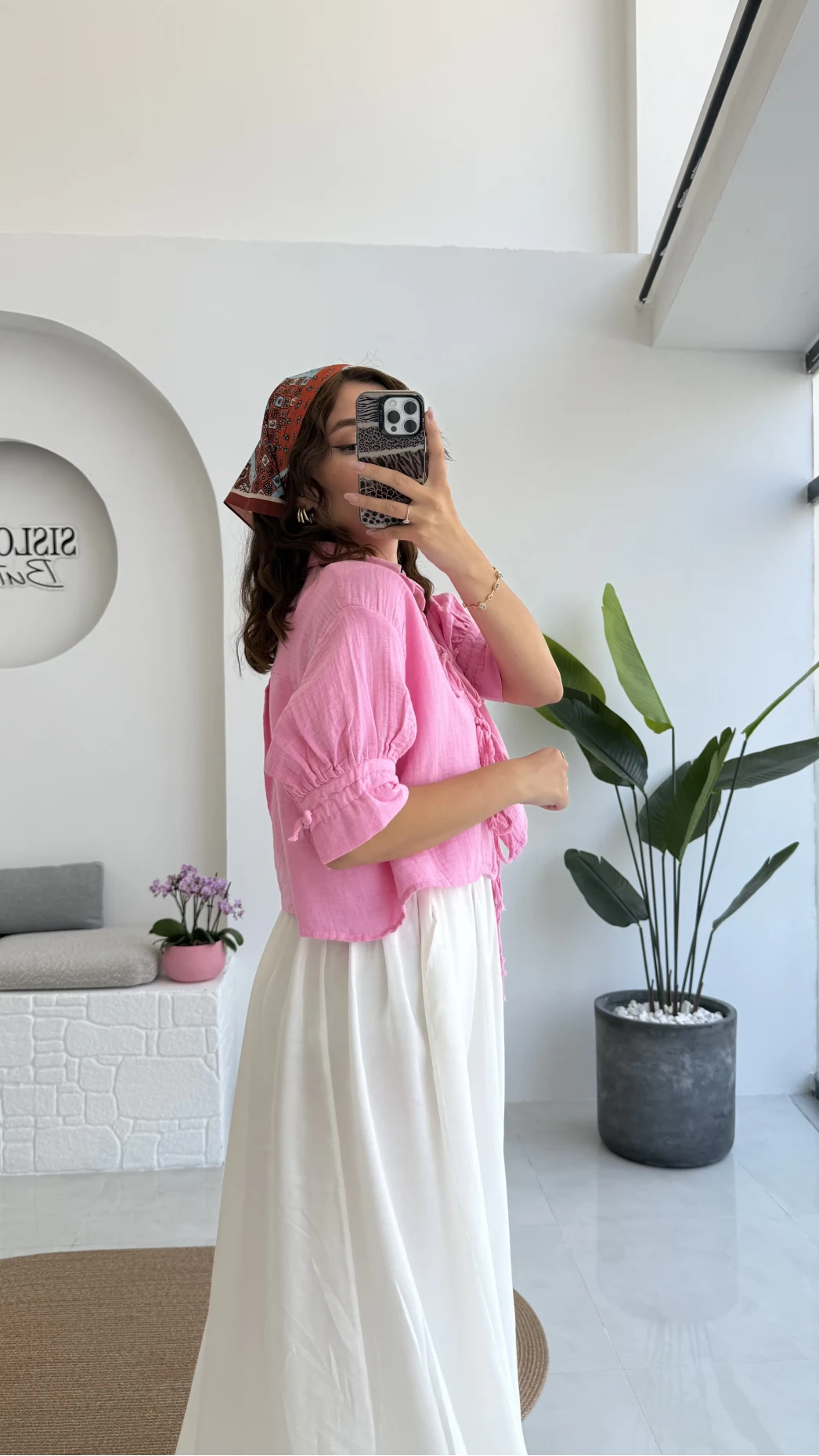 Mina İp Detay Gömlek - Şeker Pembesi - 2111