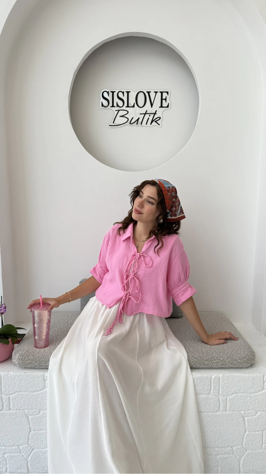 Mina İp Detay Gömlek - Şeker Pembesi - 2111