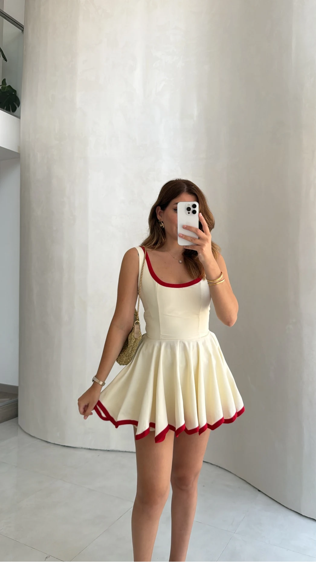 Mini Şortlu Elbise - Kırmızı - Kod: 1092