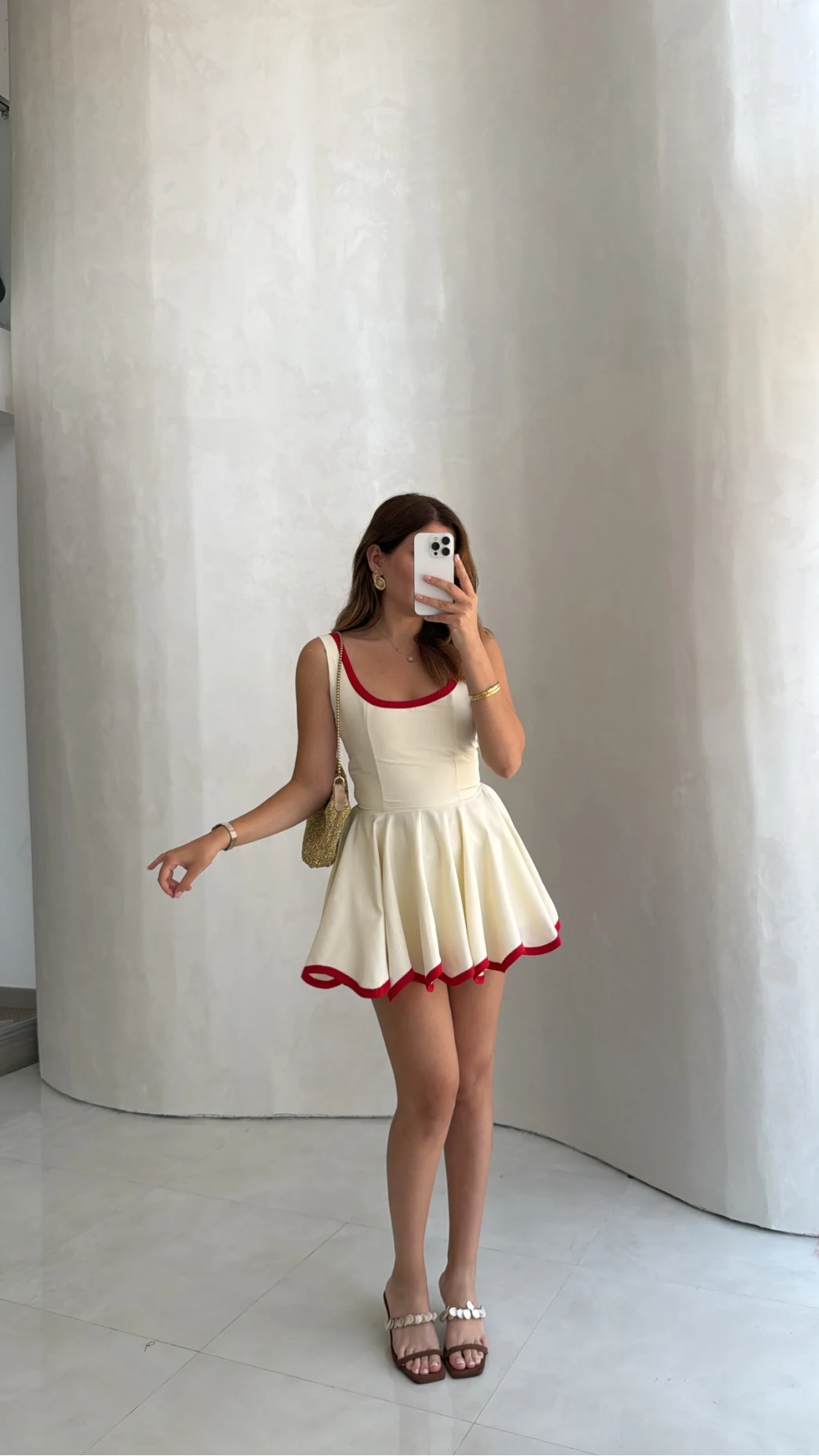 Mini Şortlu Elbise - Kırmızı - Kod: 1092