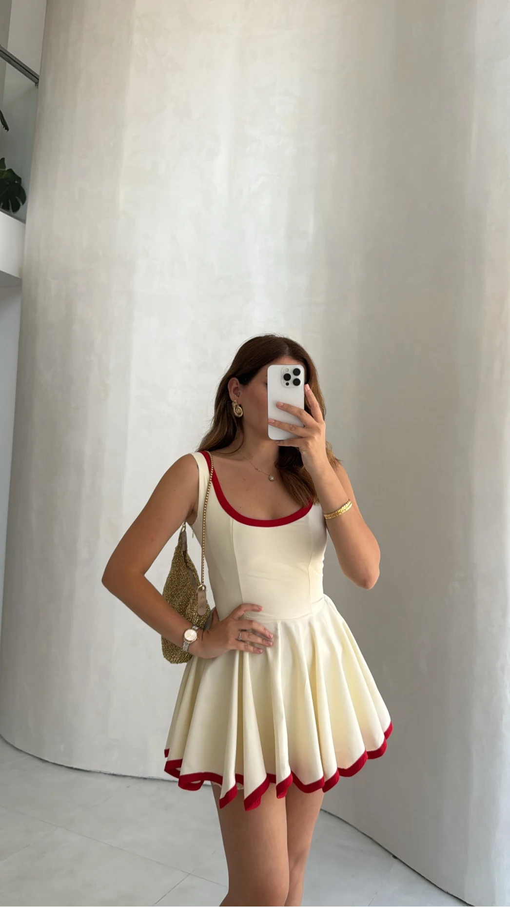 Mini Şortlu Elbise - Kırmızı - Kod: 1092