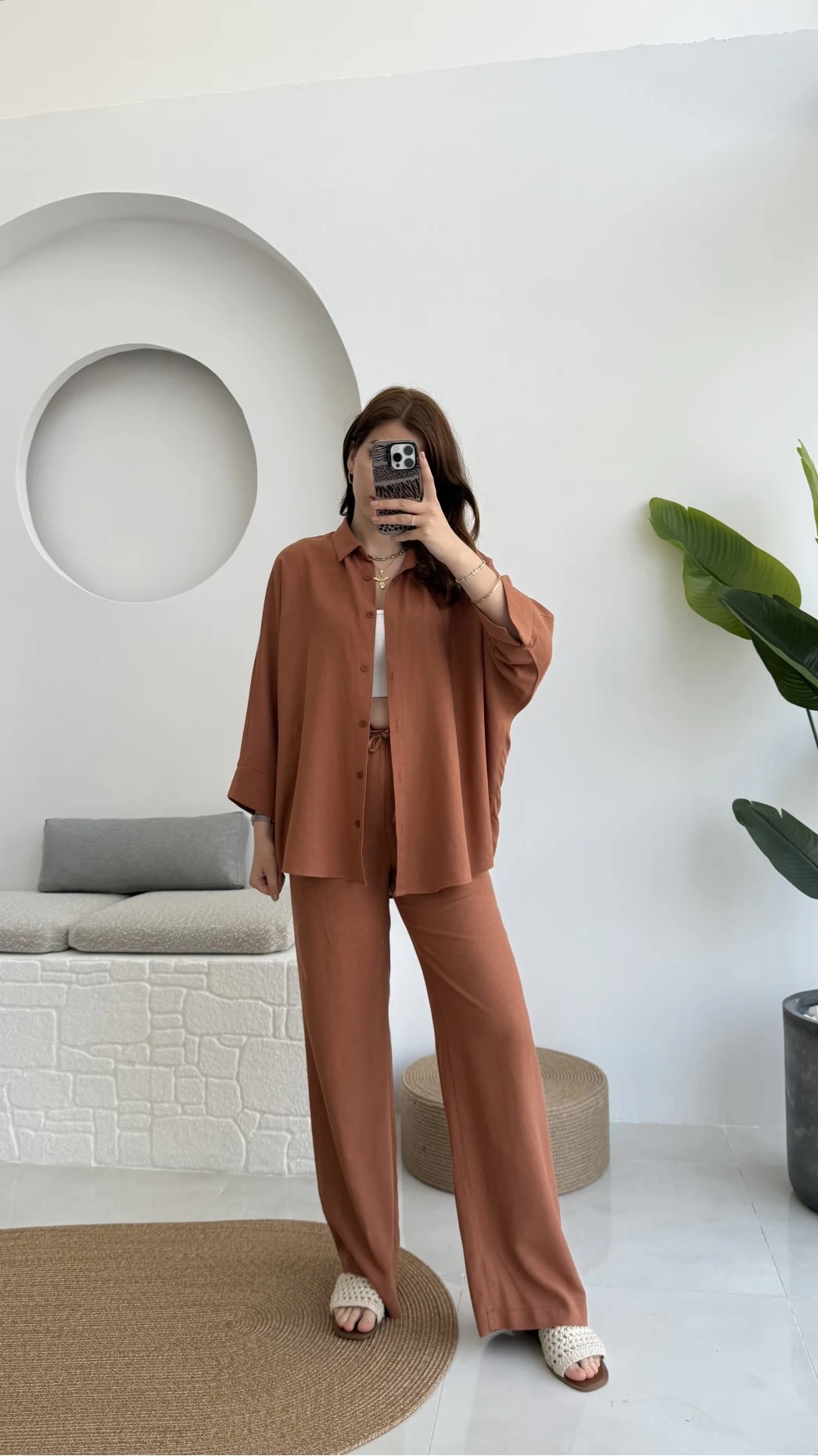 Mirabella Gömlek Pantolon Takım Kiremit - 8674