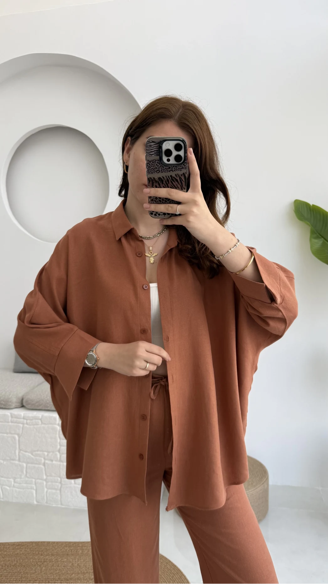 Mirabella Gömlek Pantolon Takım Kiremit - 8674