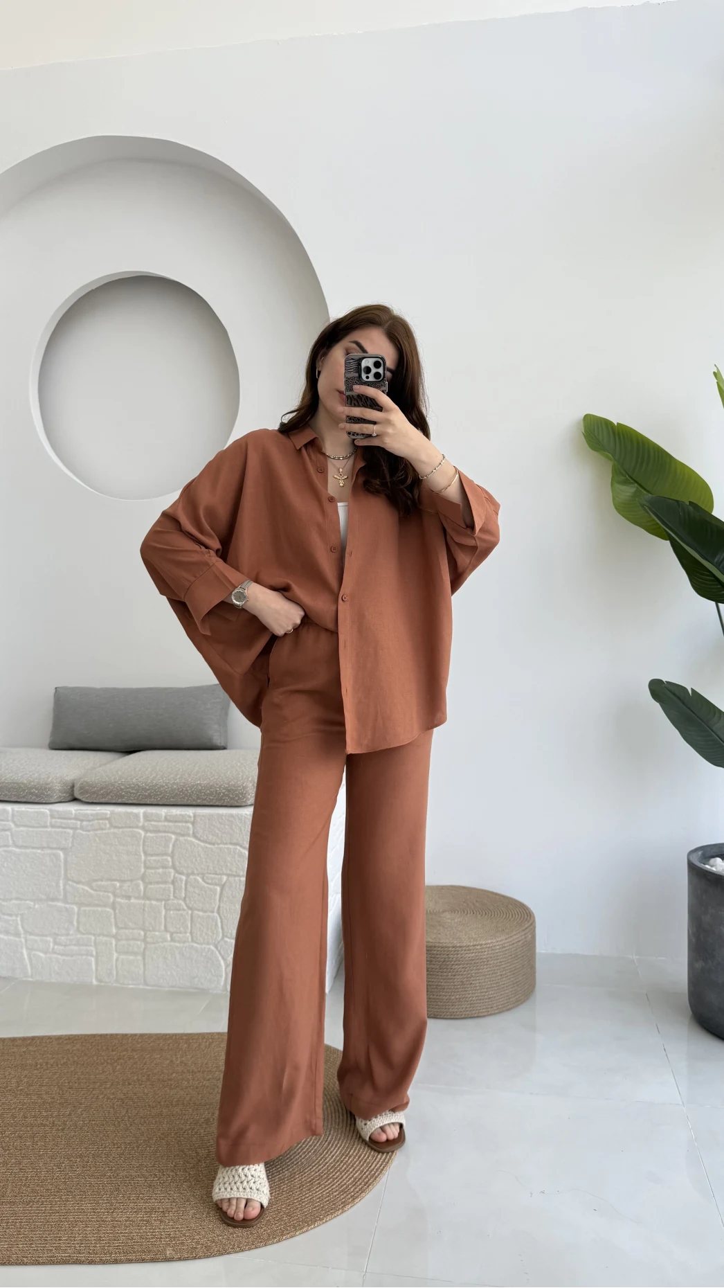 Mirabella Gömlek Pantolon Takım Kiremit - 8674