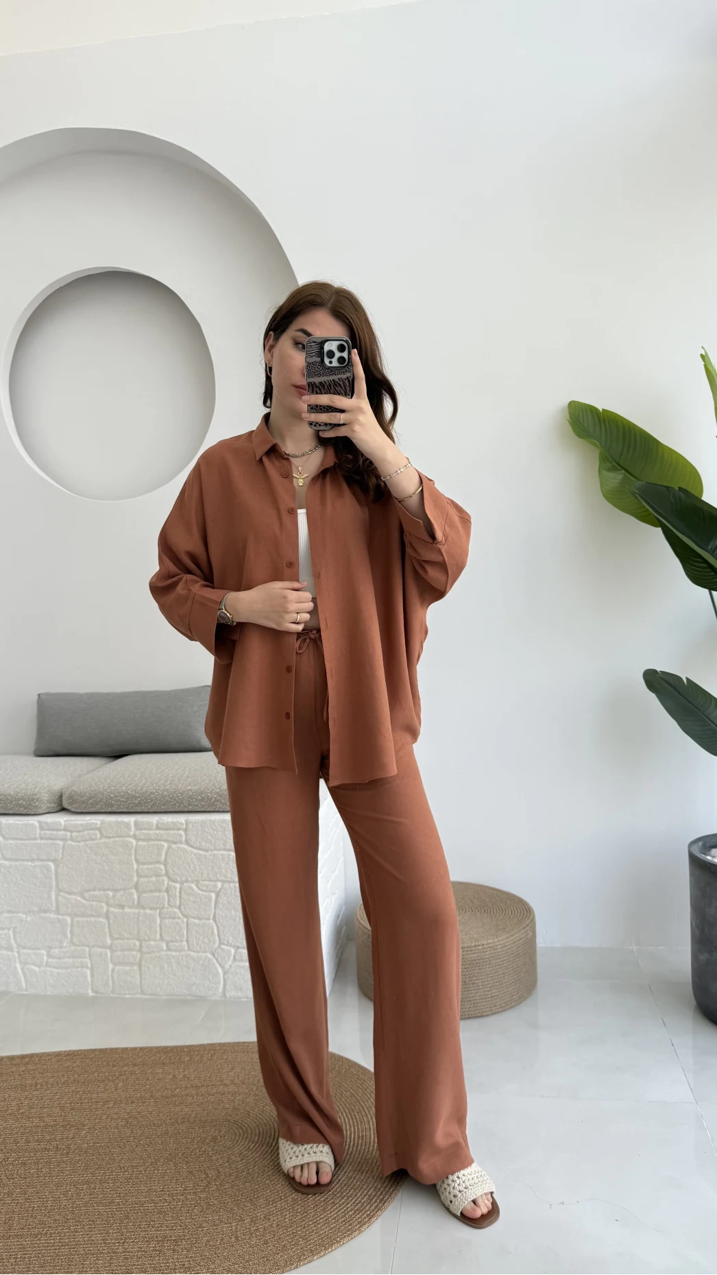 Mirabella Gömlek Pantolon Takım Kiremit - 8674