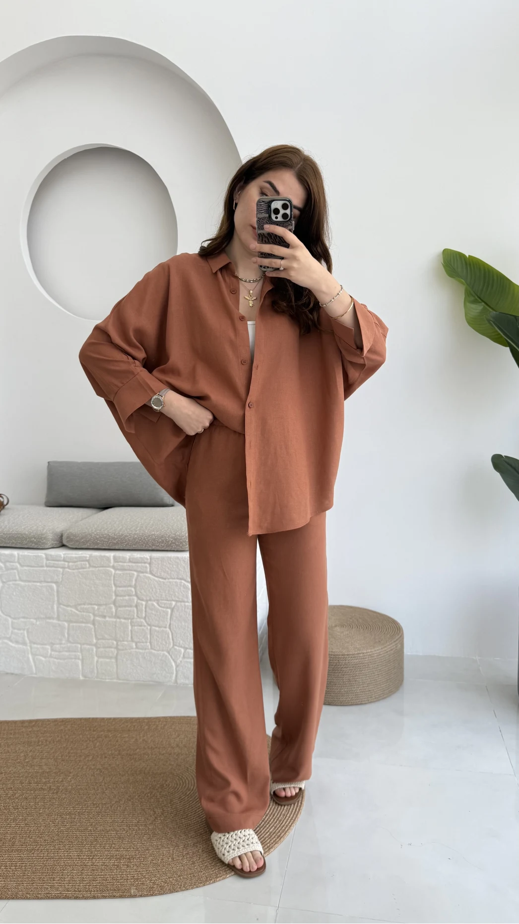 Mirabella Gömlek Pantolon Takım Kiremit - 8674