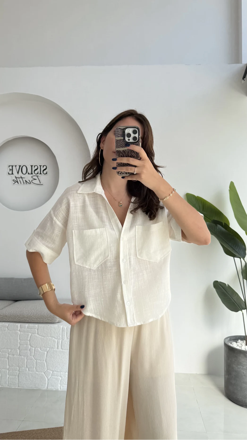 Mitzi Cepli Gömlek - Kırık Beyaz - 2112