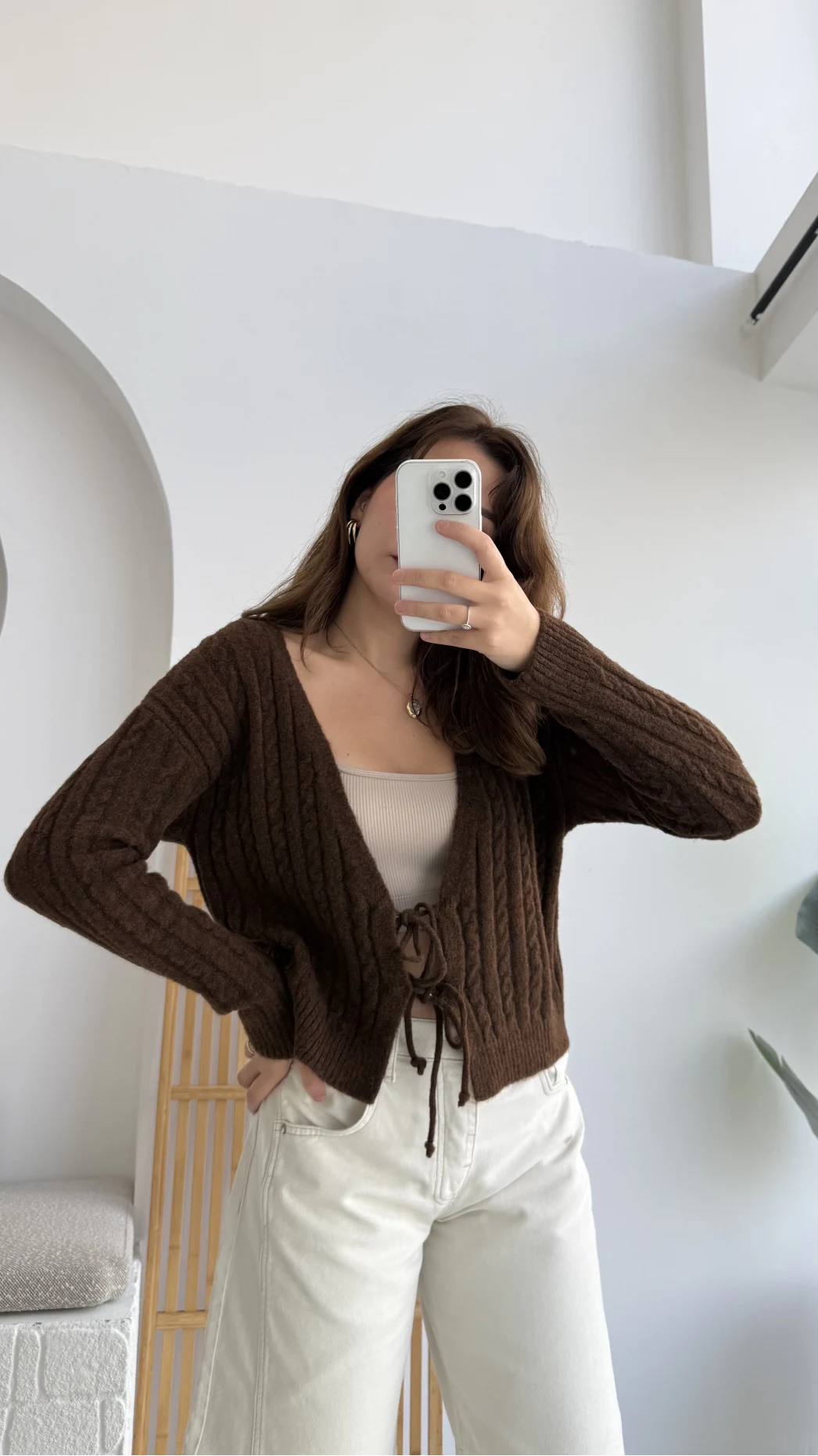 Mium Örgü Triko Hırka Acı Kahve Kod: 9038