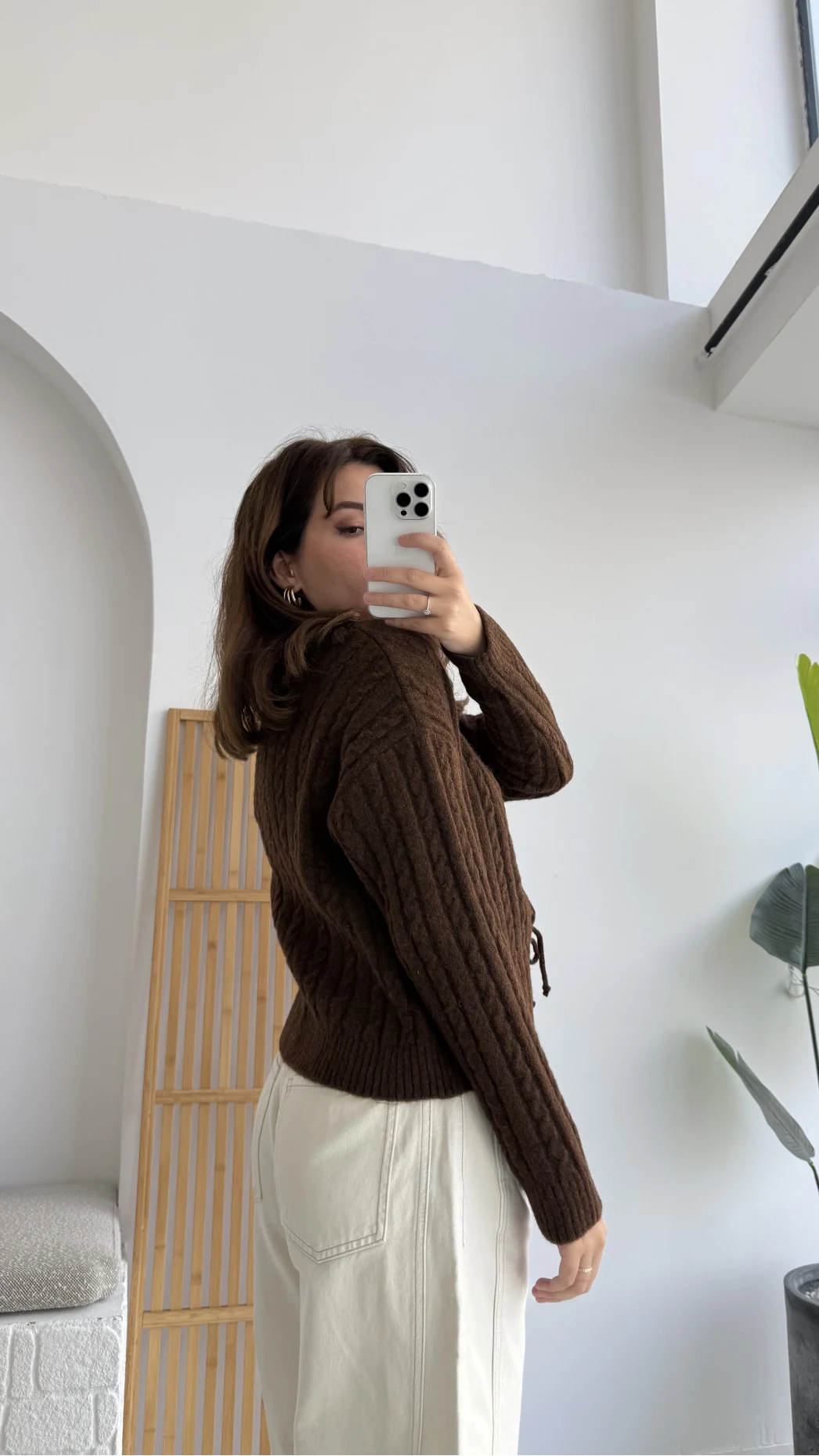 Mium Örgü Triko Hırka Acı Kahve Kod: 9038