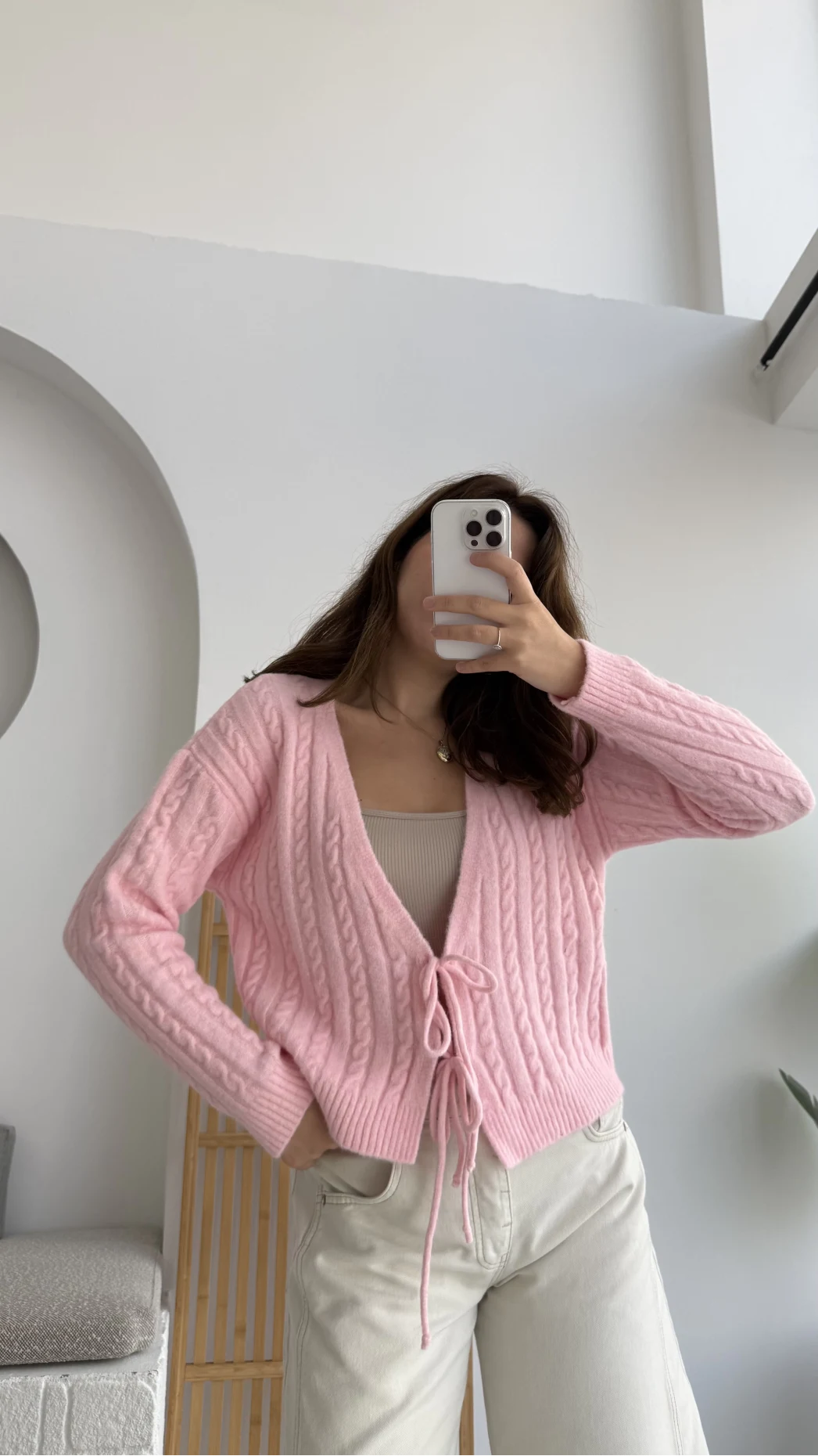 Mium Örgü Triko Hırka Pembe Kod: 9038