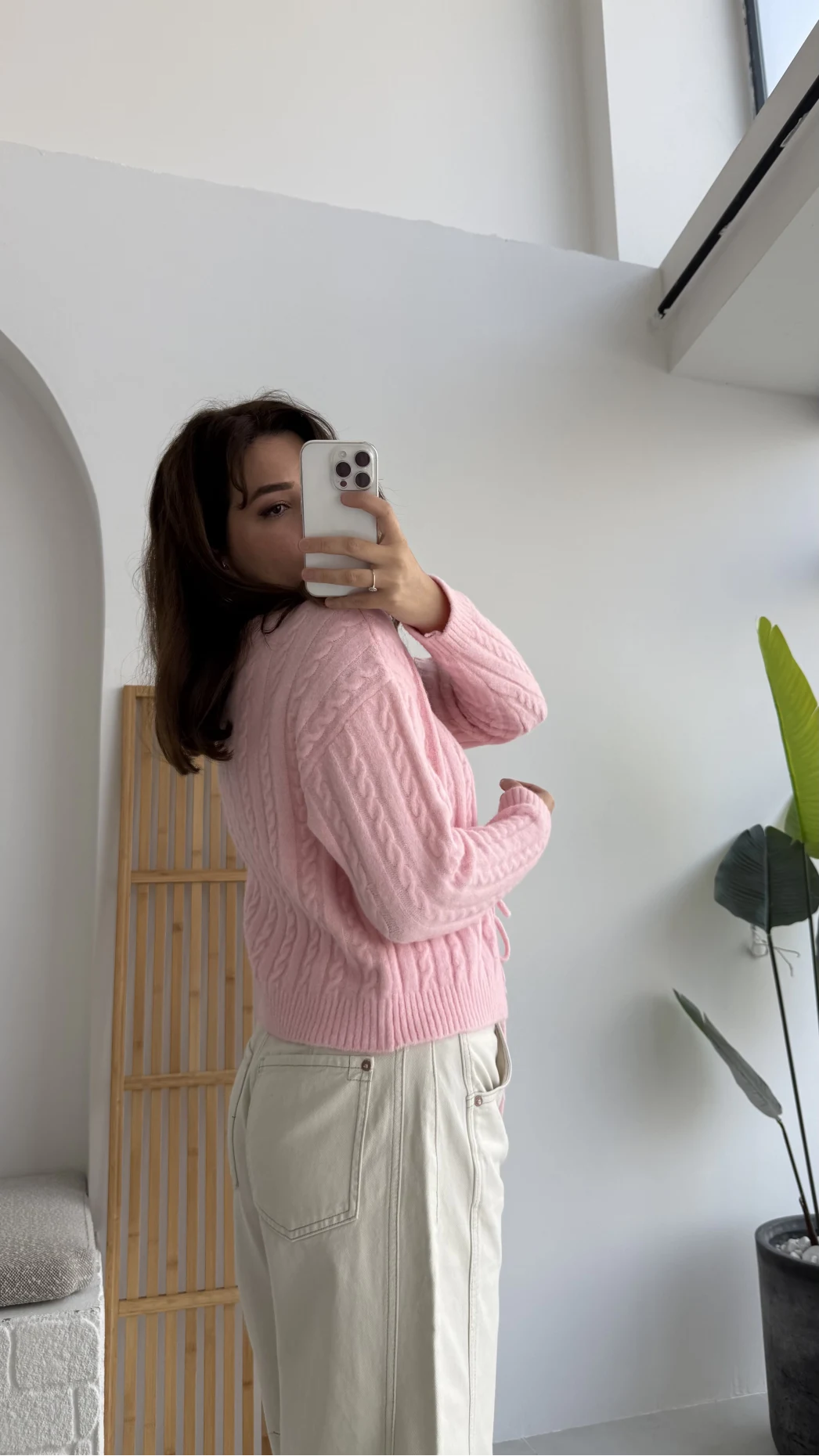 Mium Örgü Triko Hırka Pembe Kod: 9038
