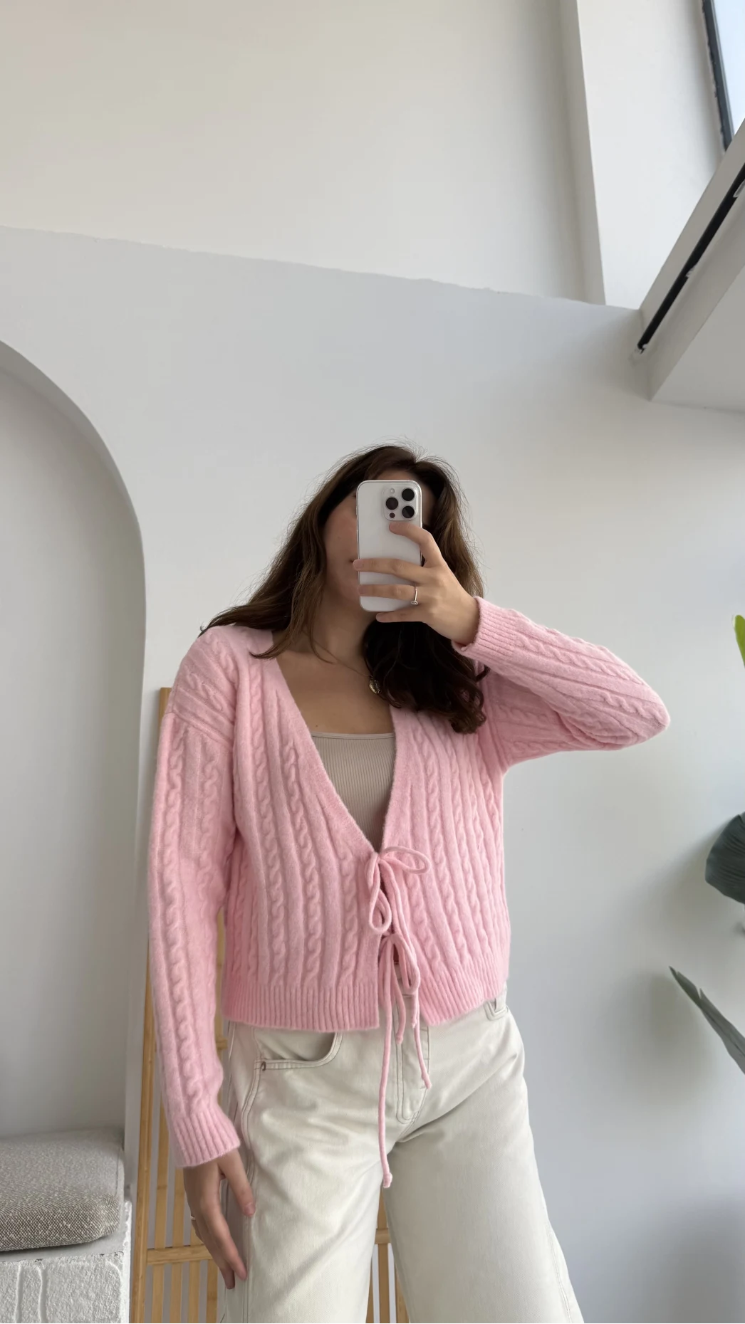 Mium Örgü Triko Hırka Pembe Kod: 9038