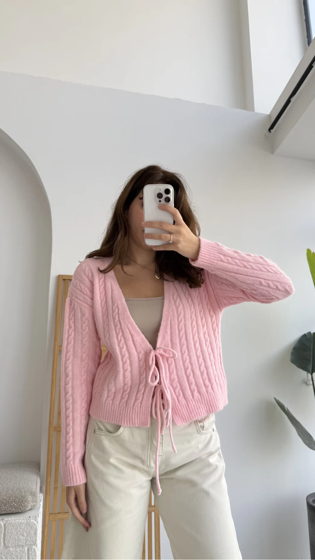Mium Örgü Triko Hırka Pembe Kod: 9038
