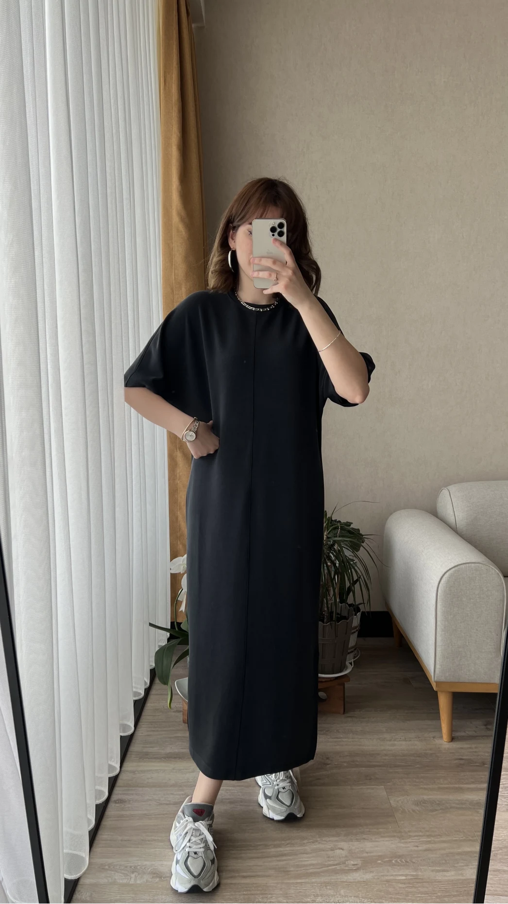 Modal Antrasit Uzun Elbise