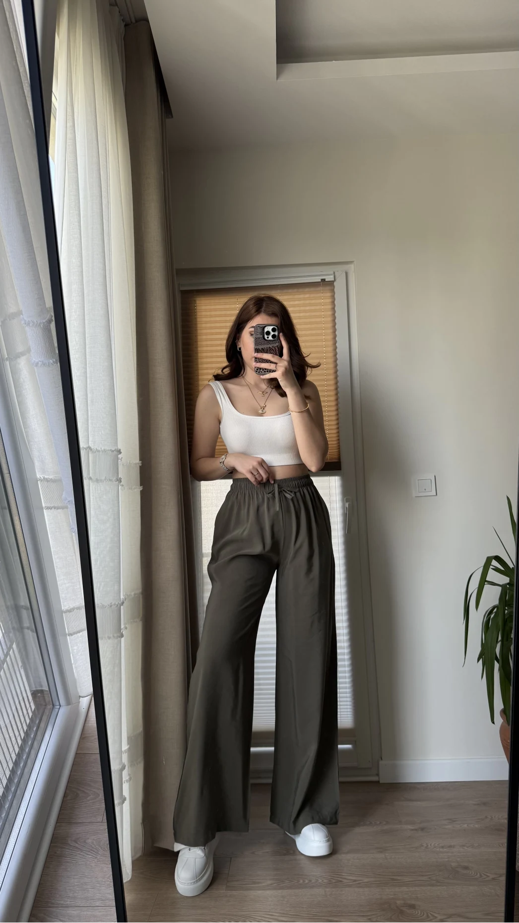 Modal Palazzo Haki Pantolon - 1097