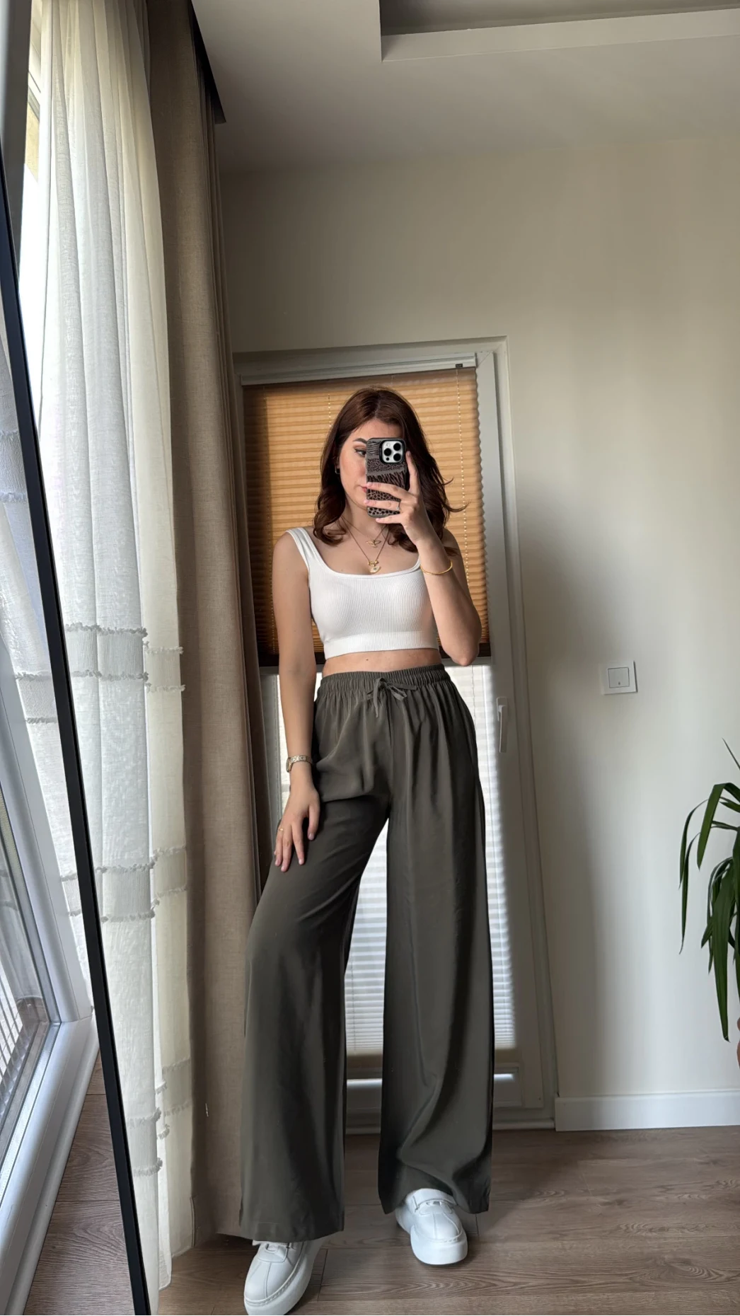 Modal Palazzo Haki Pantolon - 1097