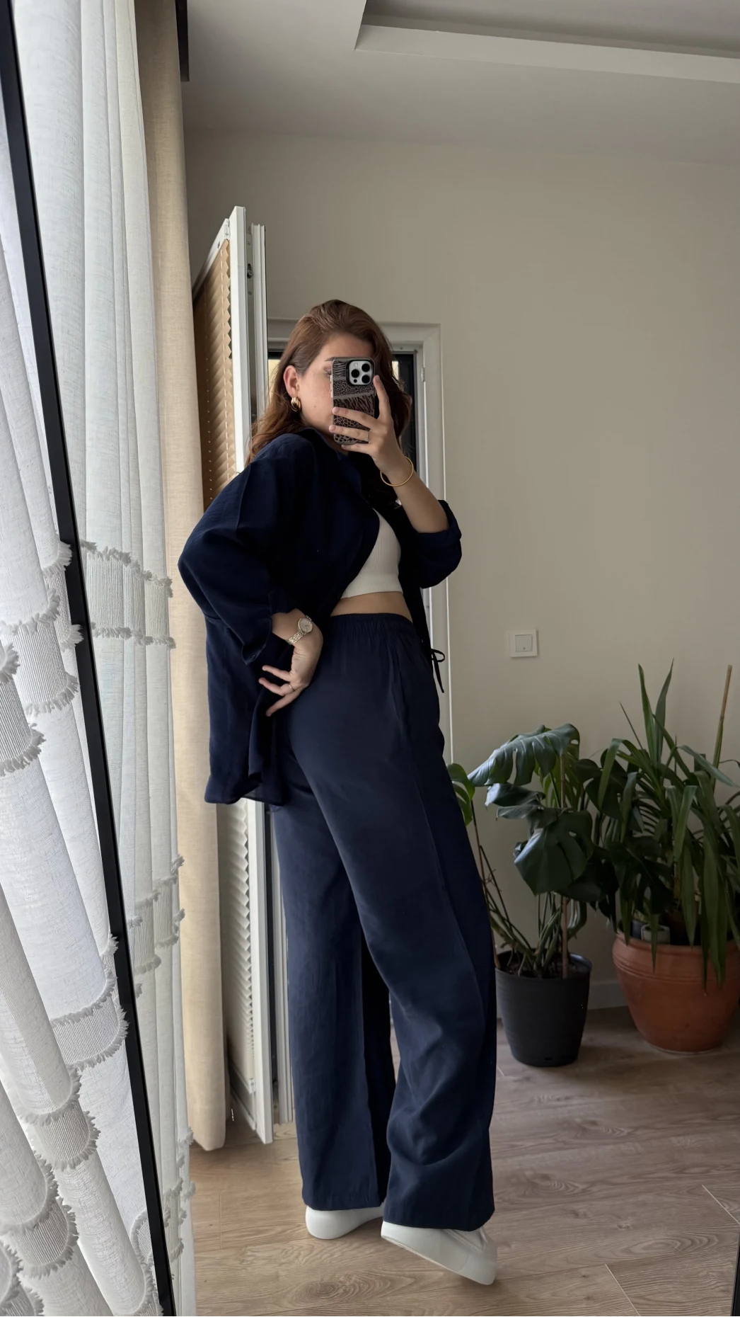 Modal Palazzo Lacivert Pantolon - 1097