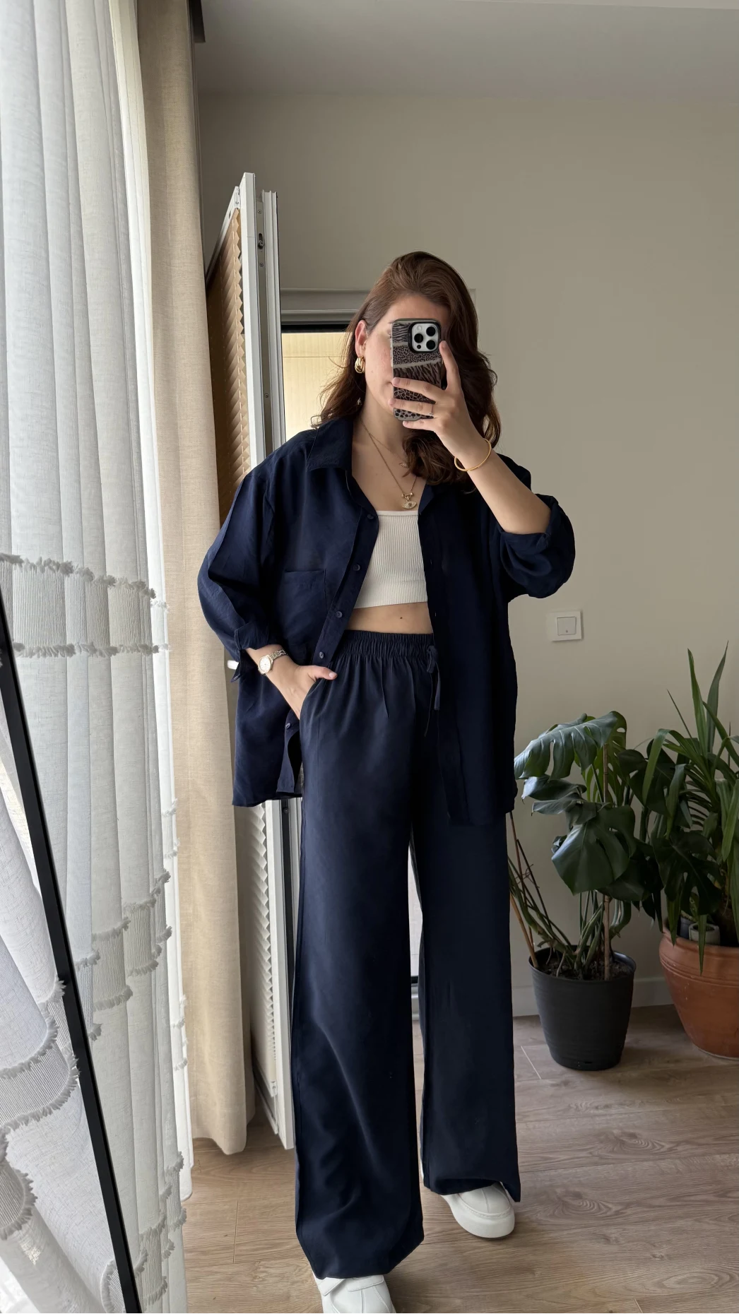 Modal Palazzo Lacivert Pantolon - 1097