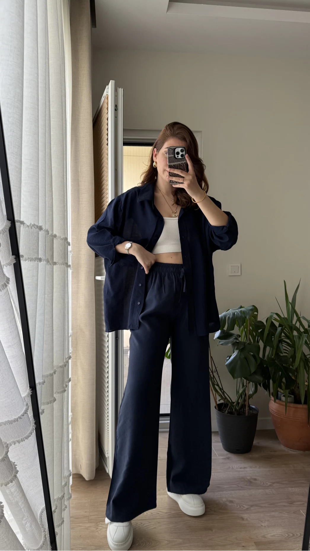 Modal Palazzo Lacivert Pantolon - 1097