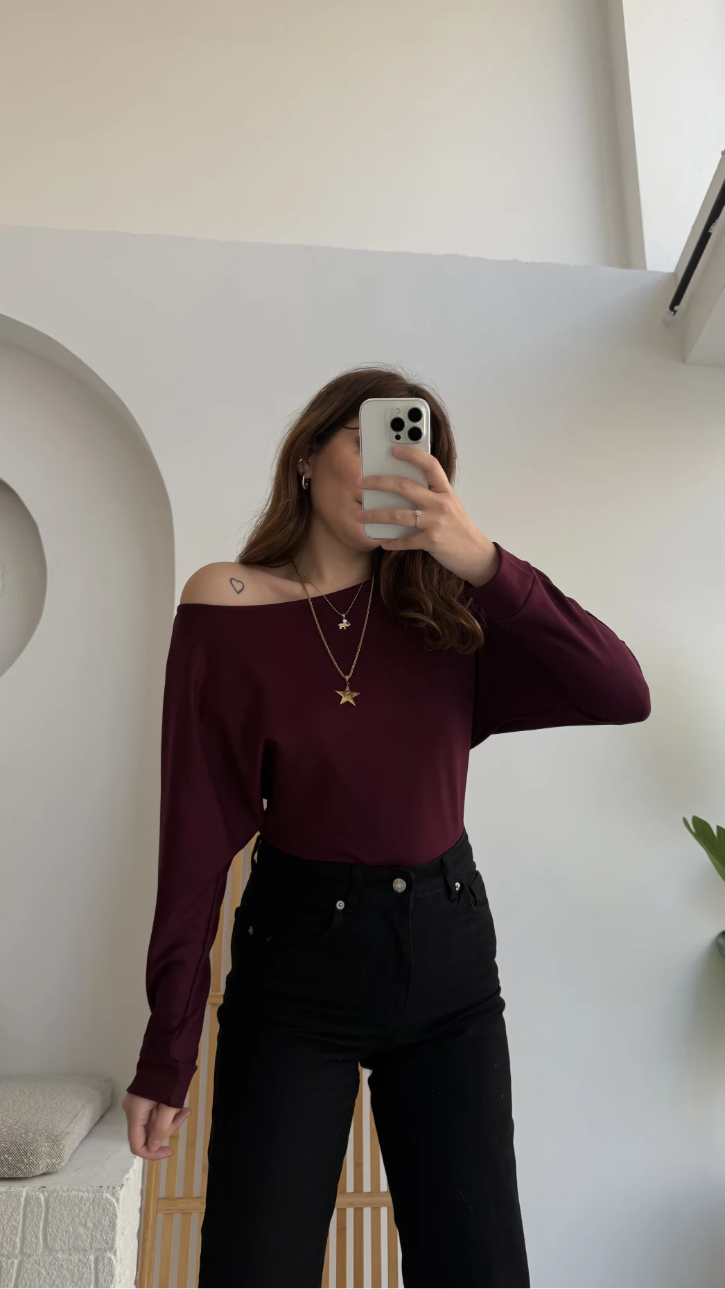 Moira Kayık Yaka Yarasa Kol Bluz - Bordo