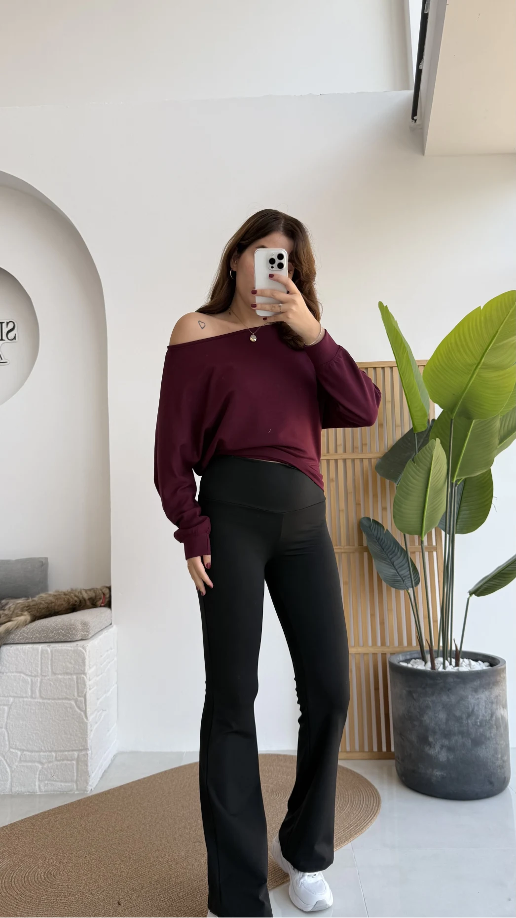 Moira Kayık Yaka Yarasa Kol Bluz - Bordo