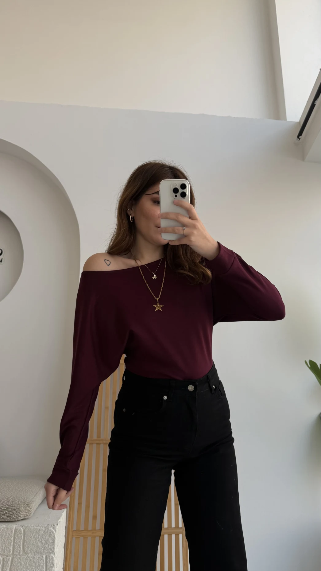 Moira Kayık Yaka Yarasa Kol Bluz - Bordo